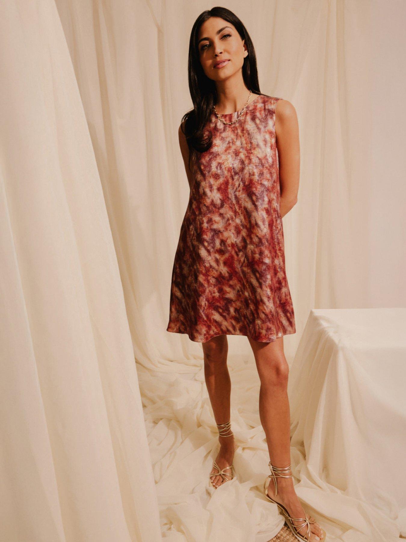 Image 1 of 4 of Little Mistress Blur Print Satin Mini Dress - Multi