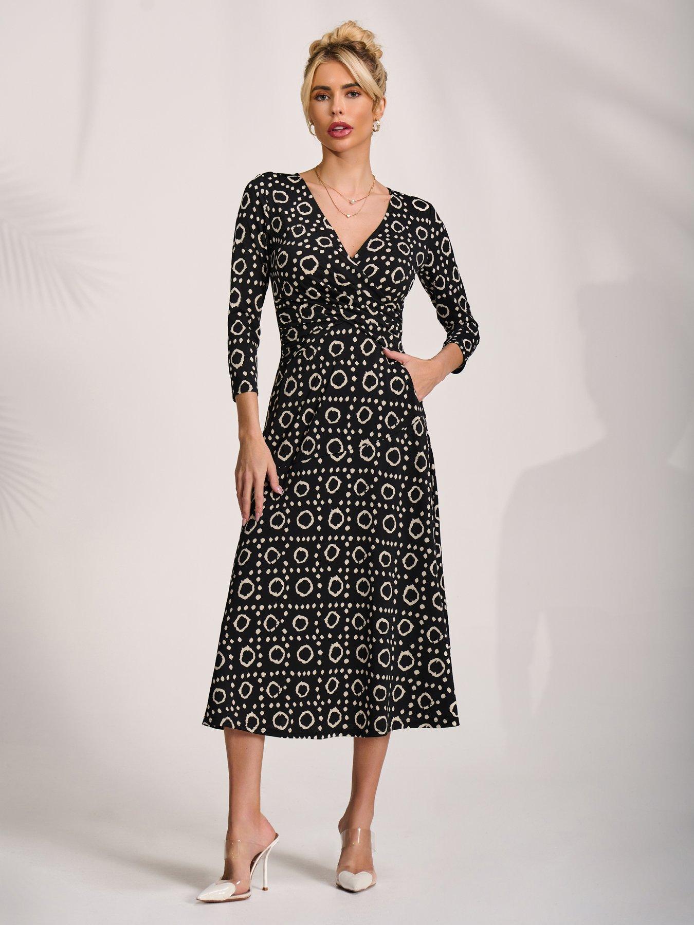 Jolie Moi Fit And Flare Jersey Midi Dress - Black