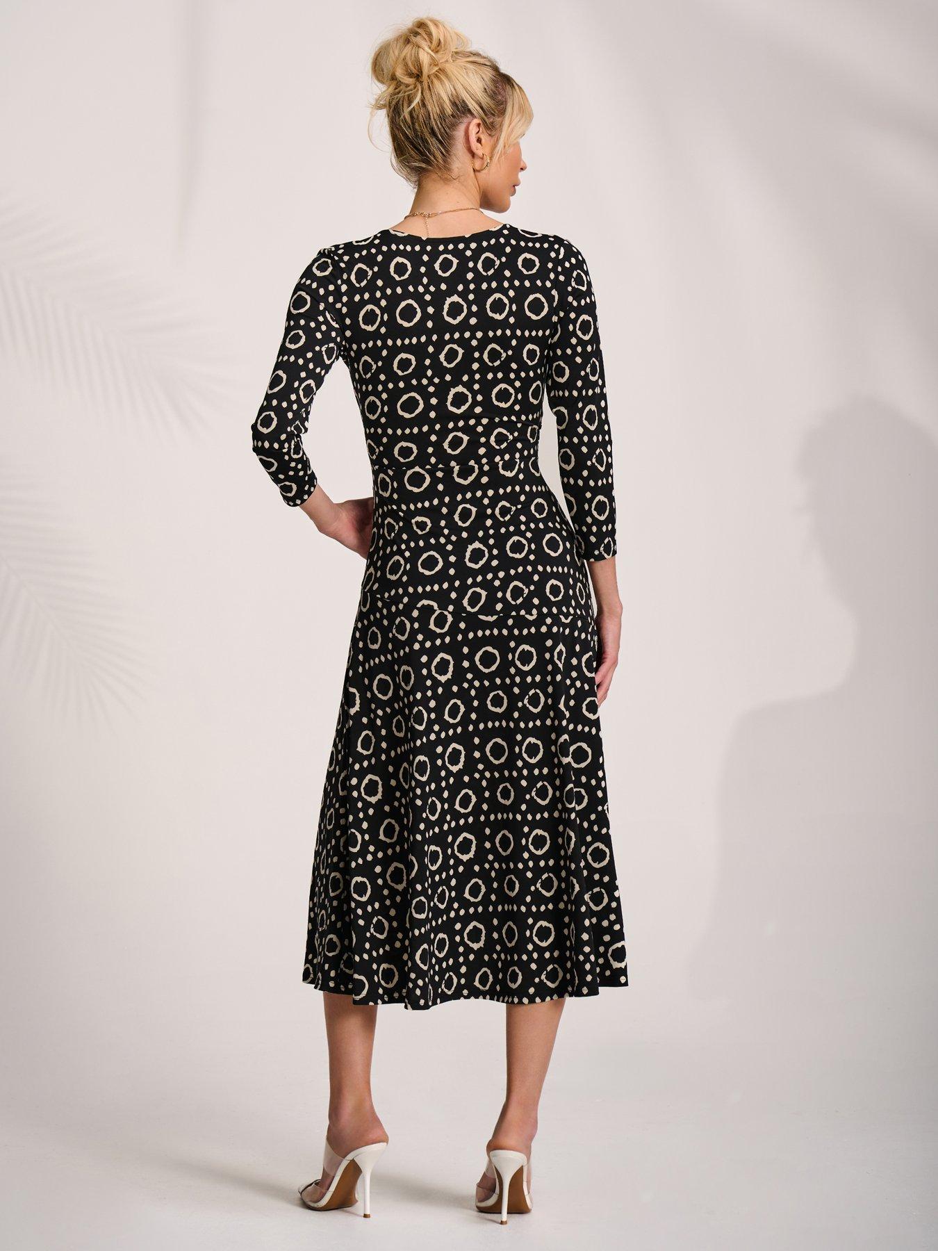 Jolie Moi Fit And Flare Jersey Midi Dress - Black | Very
