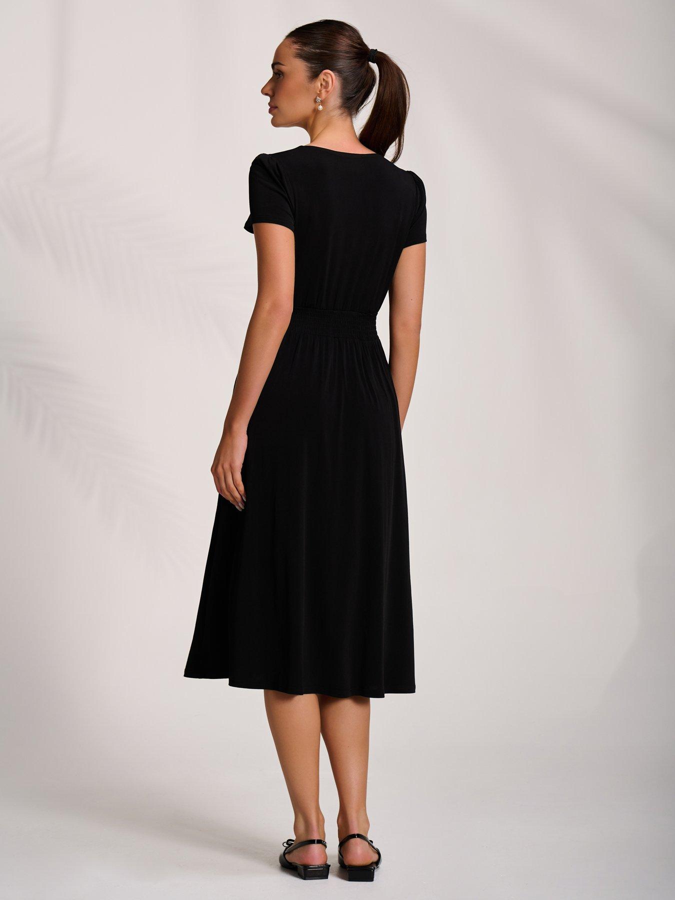 Image 2 of 7 of Jolie Moi Cap Sleeve Printed Jersey Midaxi Dress - Black