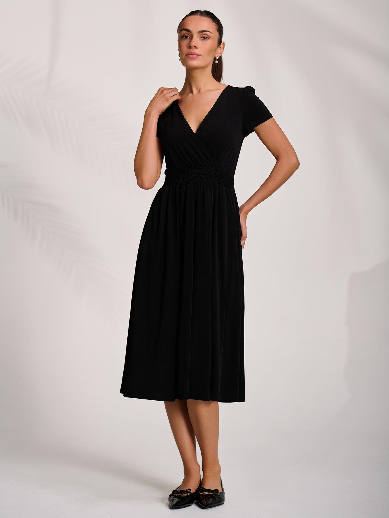Image 3 of 7 of Jolie Moi Cap Sleeve Printed Jersey Midaxi Dress - Black