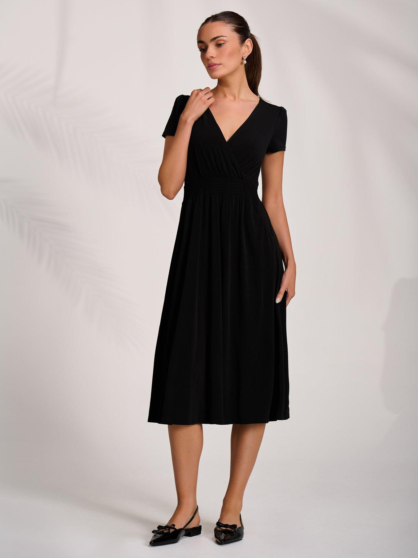 Image 6 of 7 of Jolie Moi Cap Sleeve Printed Jersey Midaxi Dress - Black