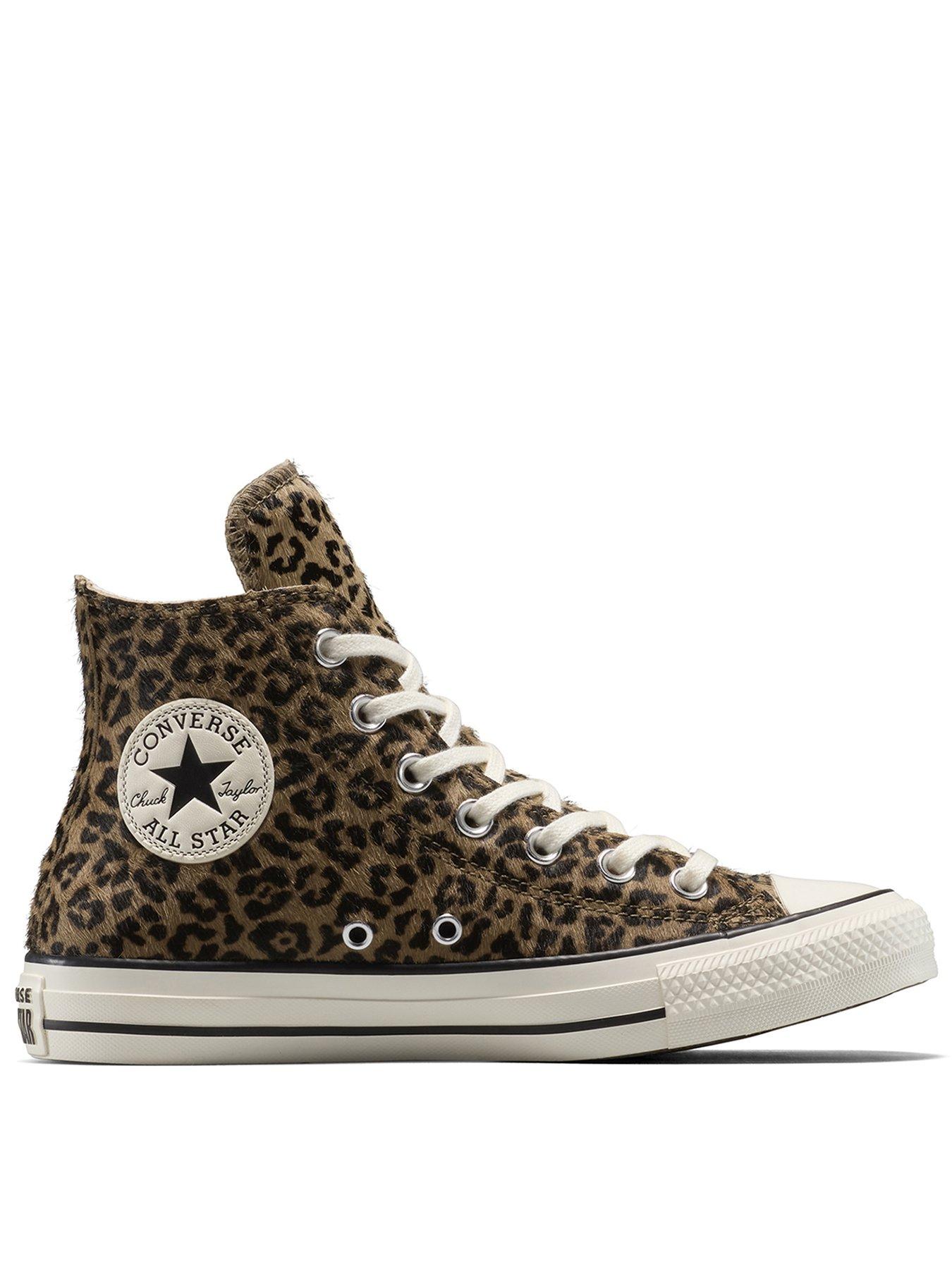 Converse Womens Chuck Taylor All Star Hi-Top Pony Hair Trainers - Leopard Print