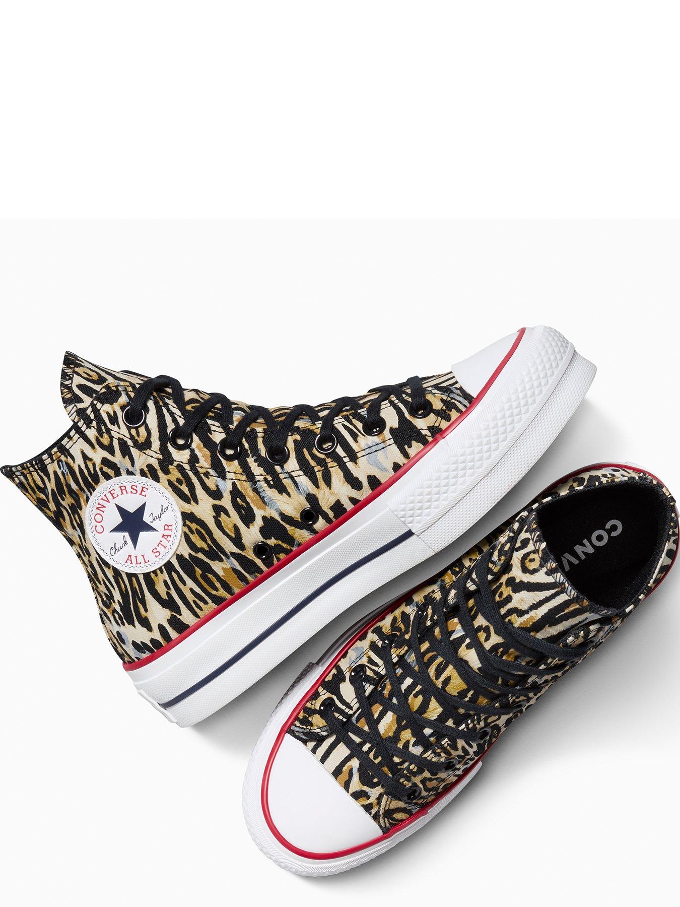 Image 4 of 6 of Converse Womens Chuck Taylor All Star Lift Platform Trainers - Leopard Print