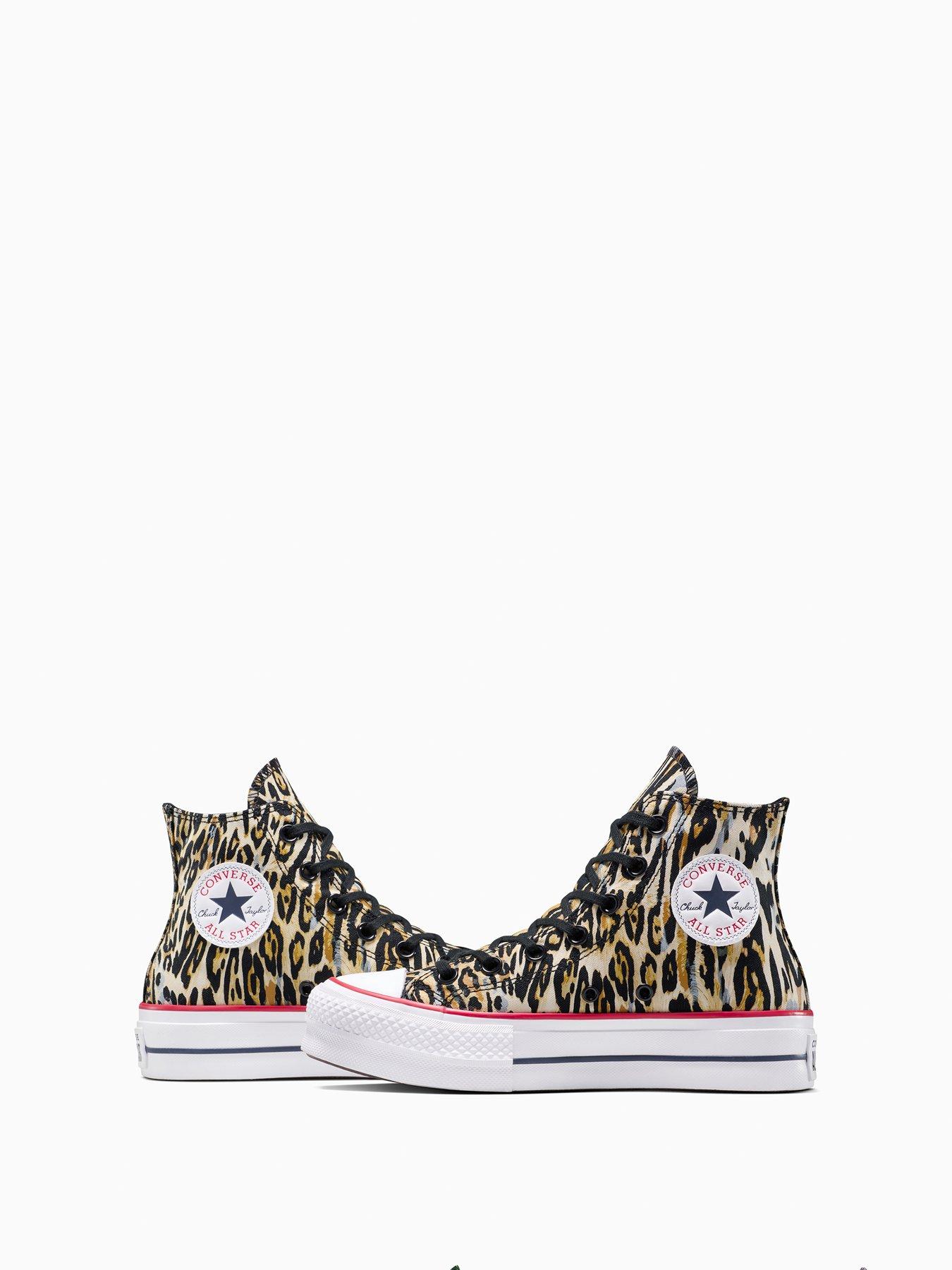 Image 6 of 6 of Converse Womens Chuck Taylor All Star Lift Platform Trainers - Leopard Print