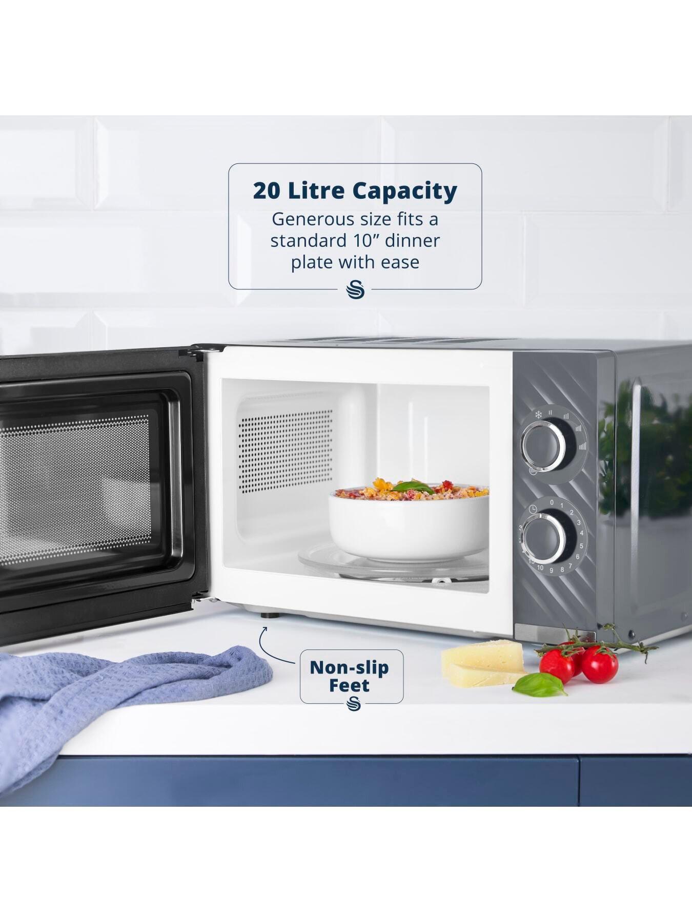 Image 2 of 7 of Swan Windsor Manual Microwave, 20L, 800W, 5 Power Levels, Grey