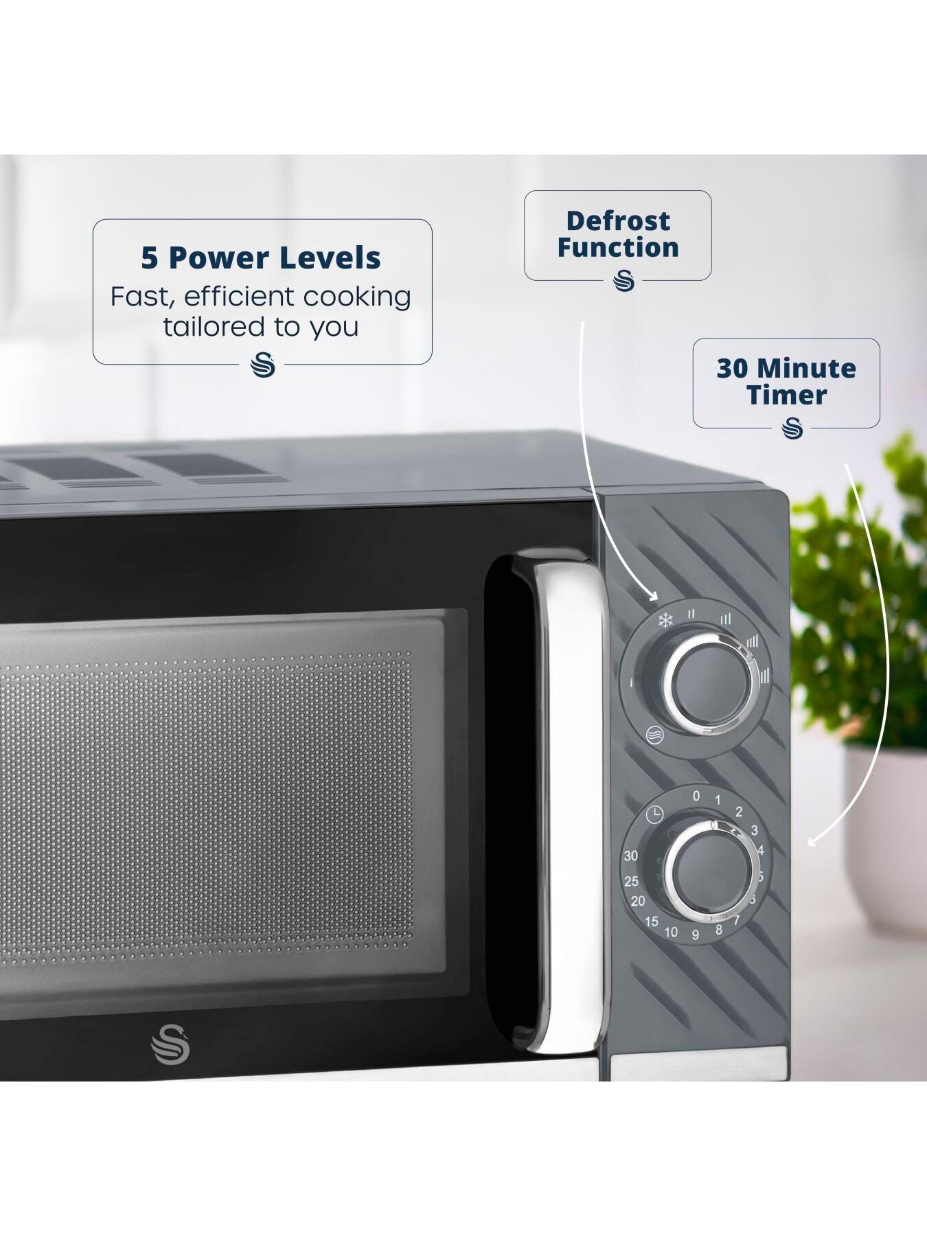 Image 3 of 7 of Swan Windsor Manual Microwave, 20L, 800W, 5 Power Levels, Grey