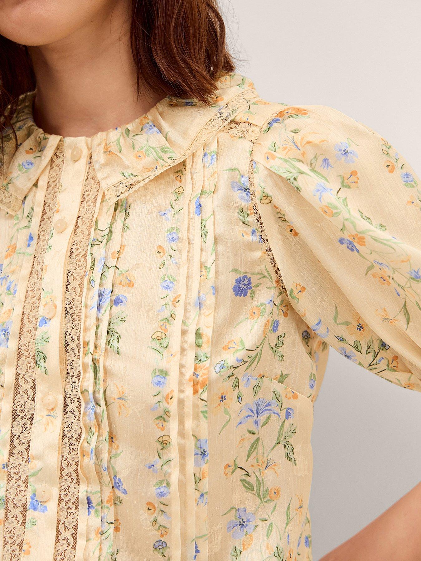 Image 4 of 5 of Monsoon Naomi Floral Shirt - Yellow