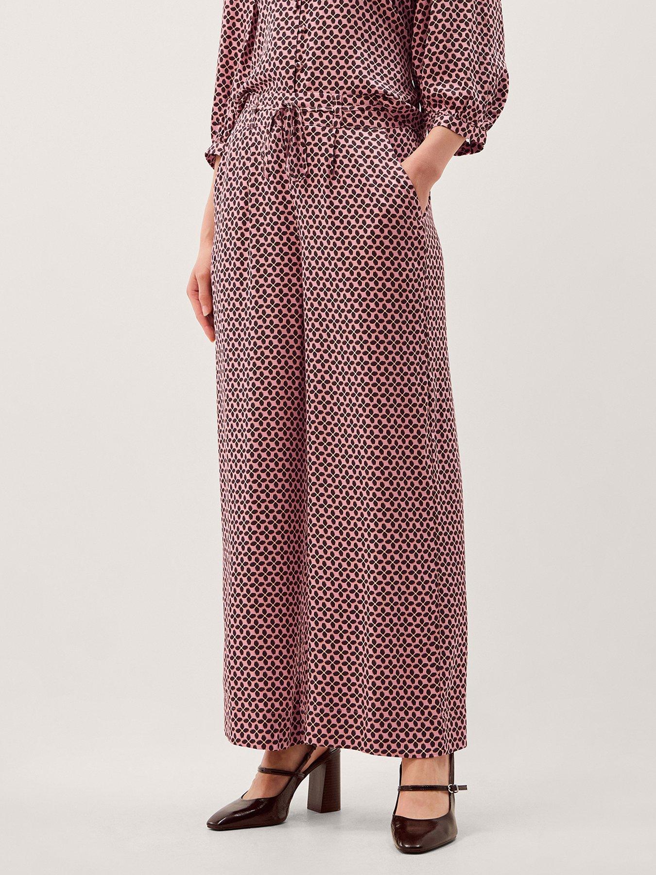 Image 1 of 5 of Monsoon Netta Print Trouser - Pink
