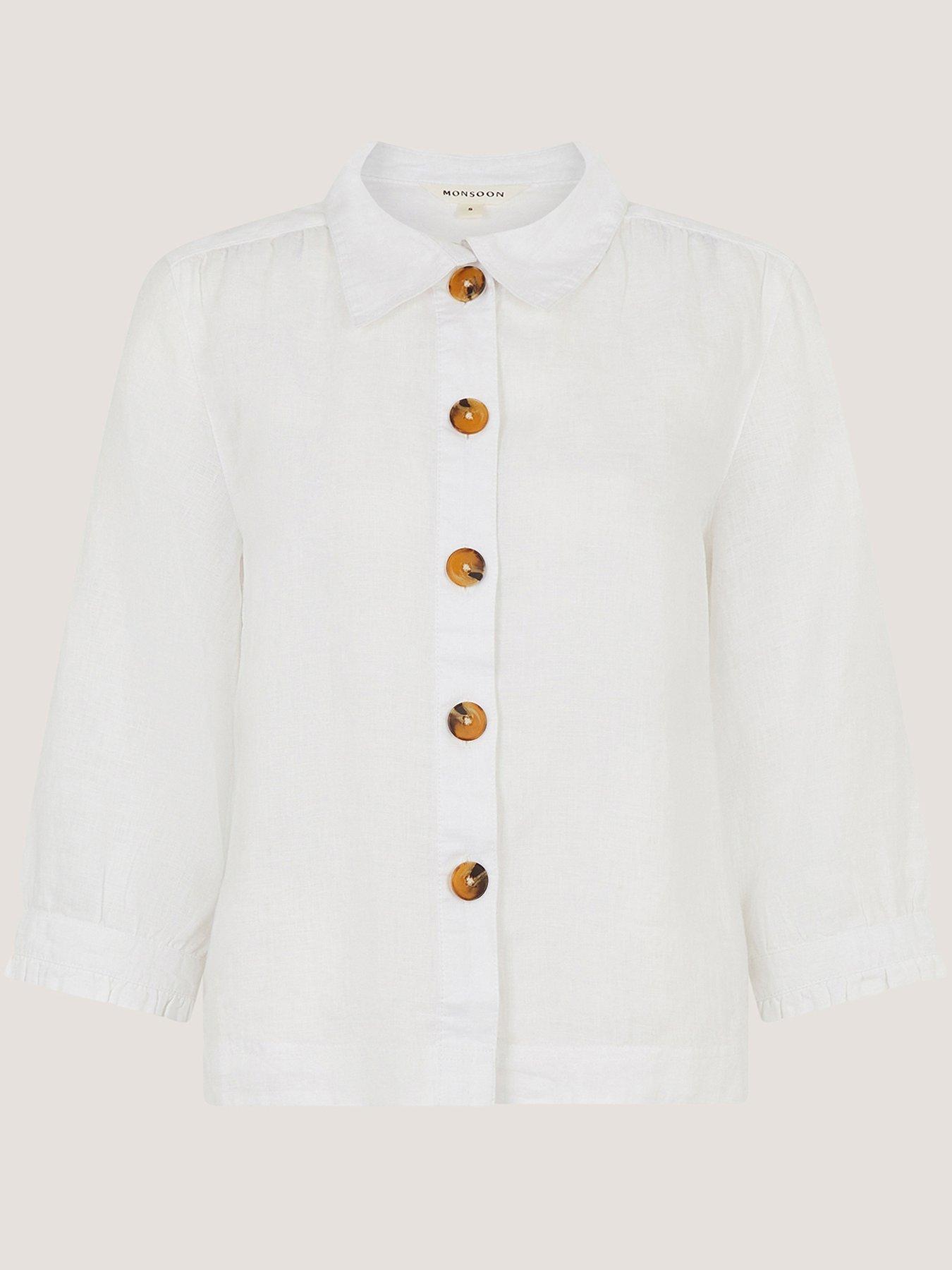 Image 5 of 5 of Monsoon Emelia Linen Shirt - Cream