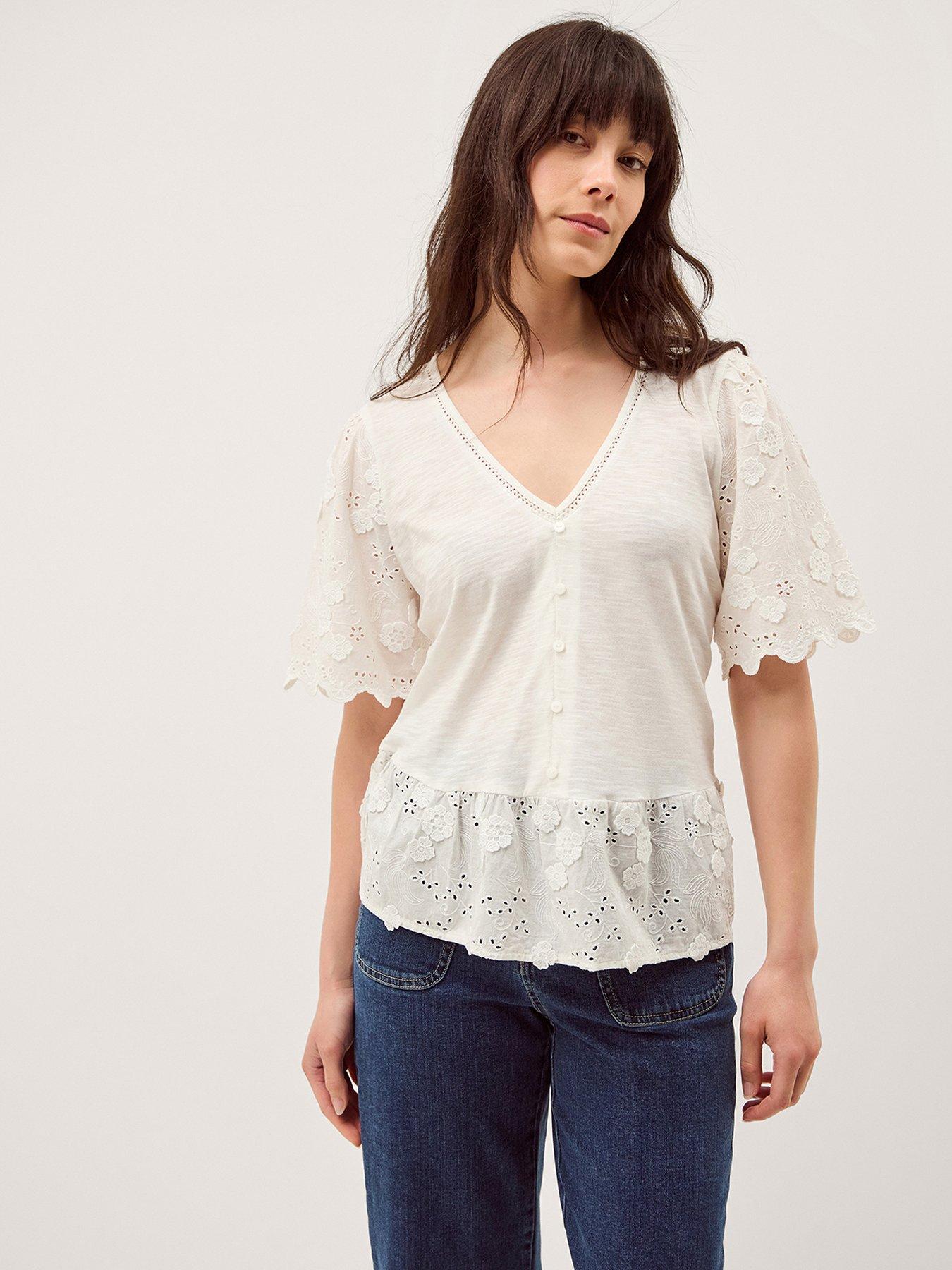 Image 1 of 5 of Monsoon Freya Fabric Mix Top
