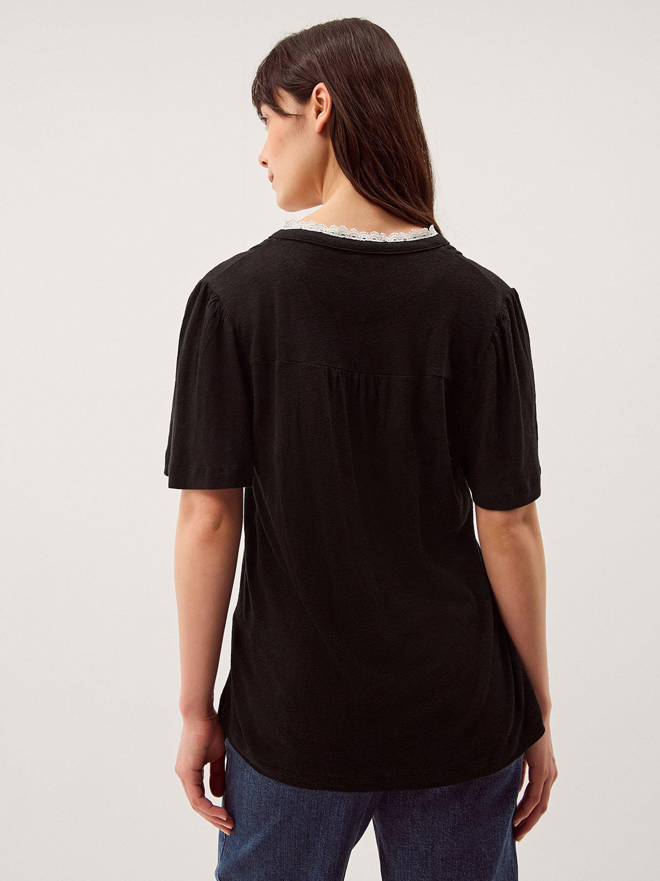 Image 2 of 5 of Monsoon Lucia Lace Trim T Shirt