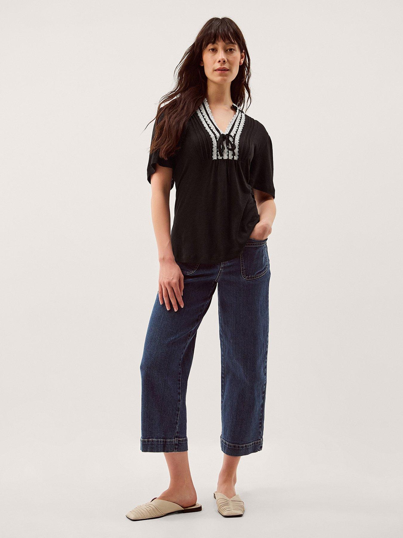 Image 3 of 5 of Monsoon Lucia Lace Trim T Shirt