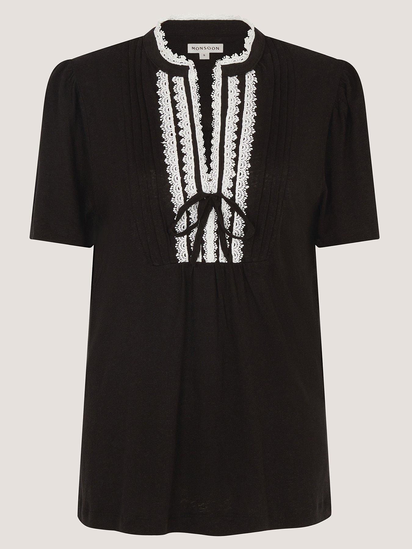 Image 5 of 5 of Monsoon Lucia Lace Trim T Shirt