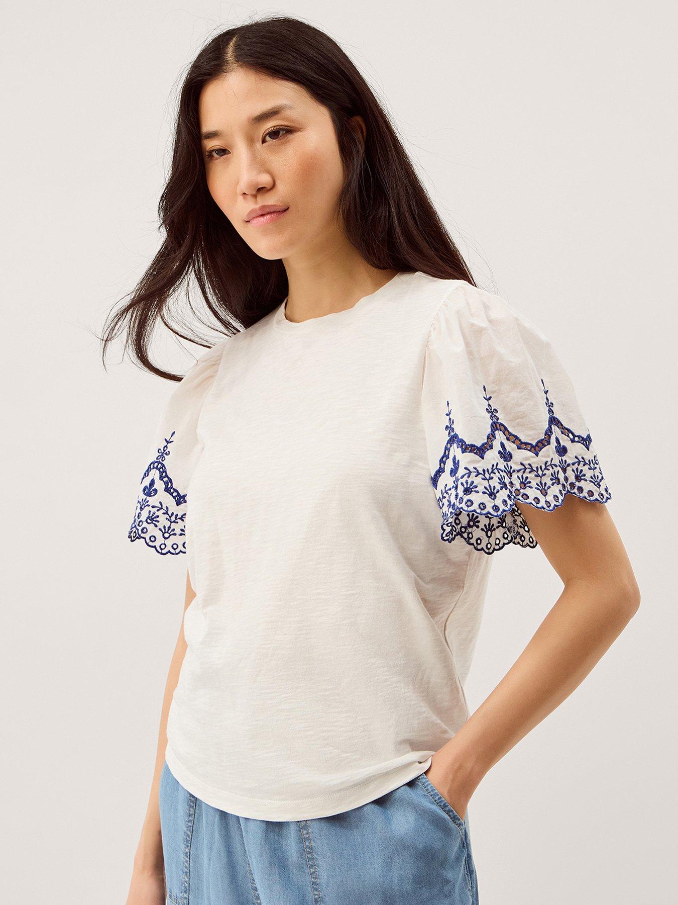 Image 1 of 4 of Monsoon Bree Broderie Jersey Tshi