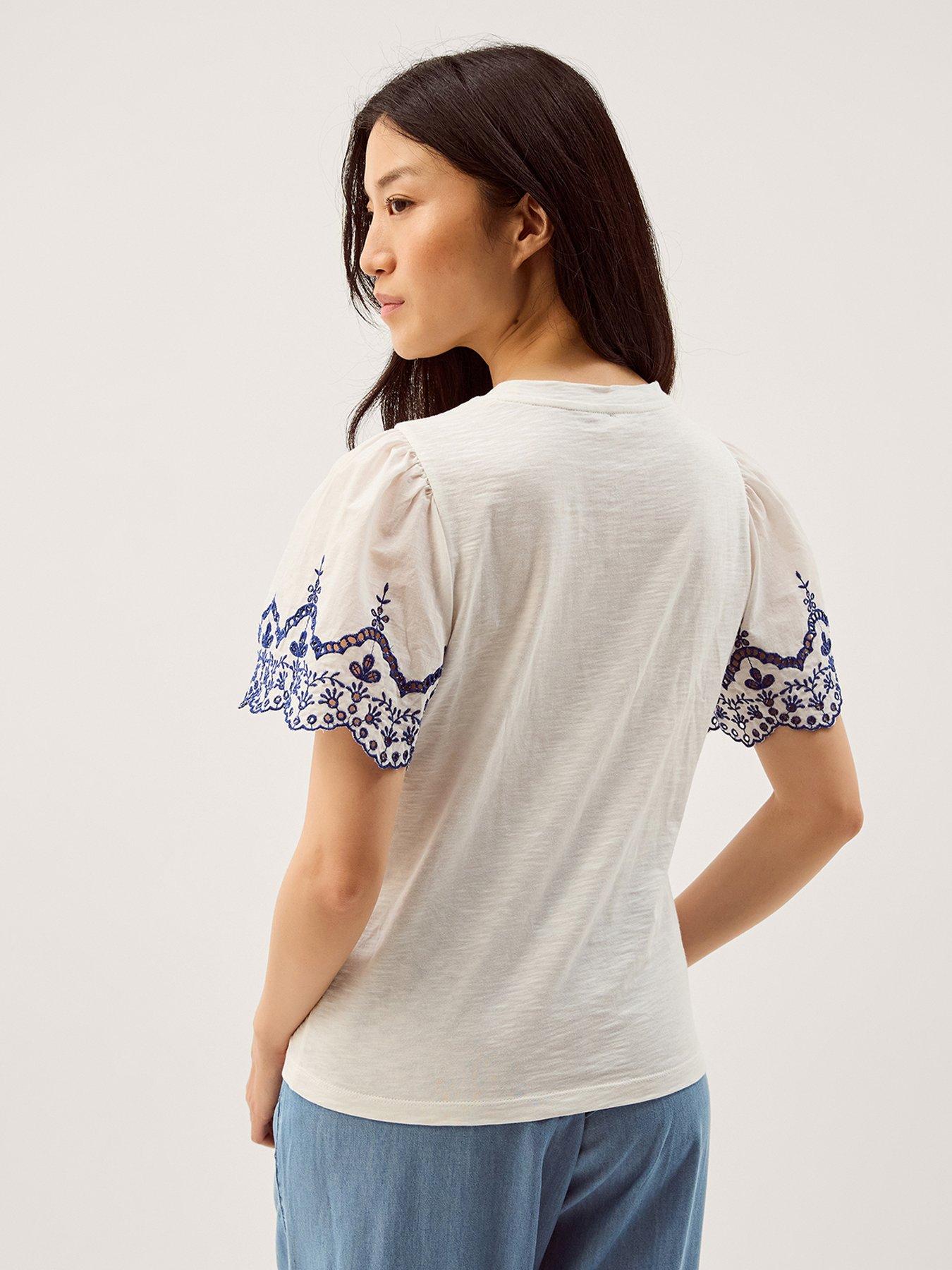 Image 2 of 4 of Monsoon Bree Broderie Jersey Tshi