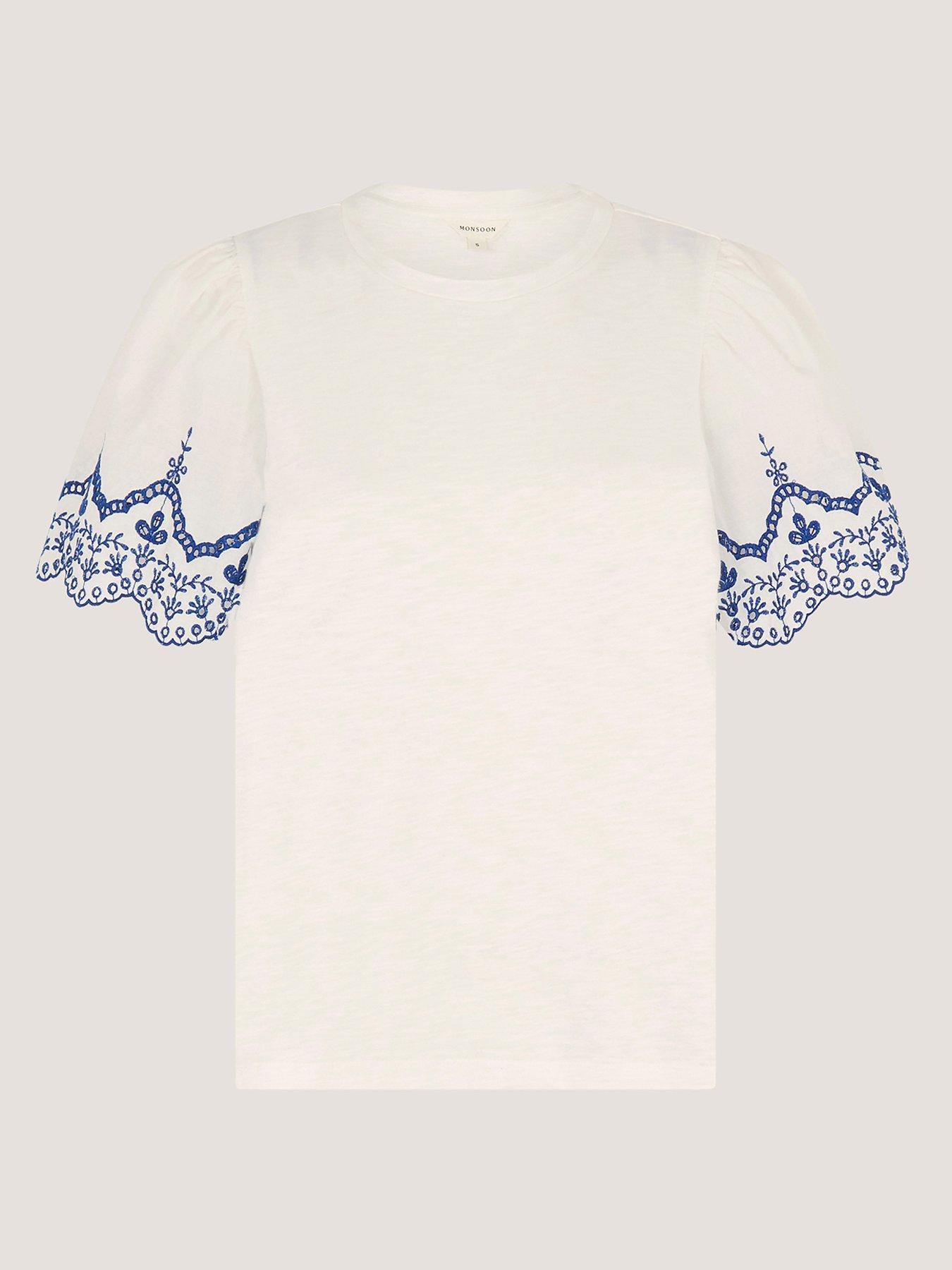 Image 4 of 4 of Monsoon Bree Broderie Jersey Tshi