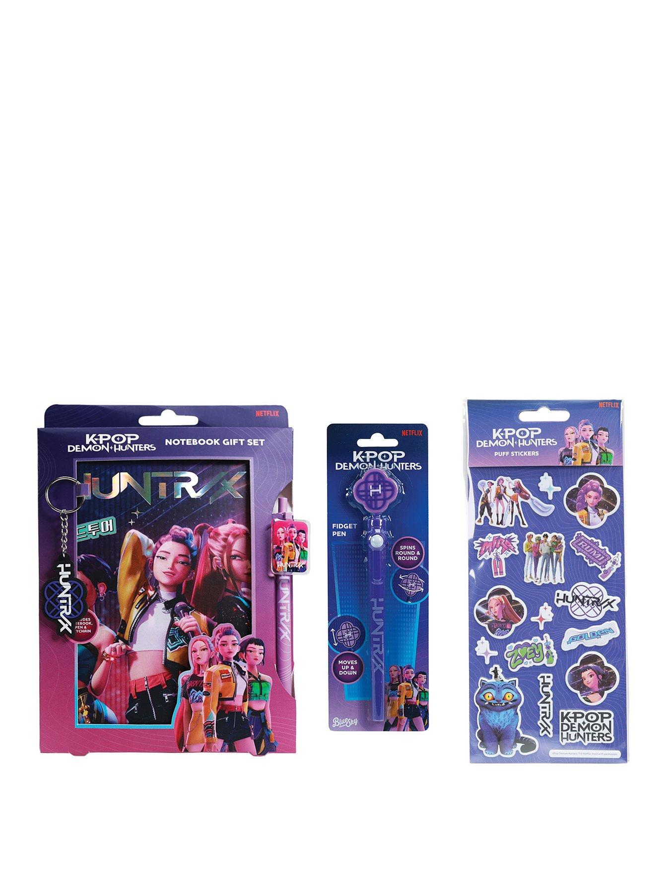 K-Pop Demon Hunters Notebook Giftset, Stickers, and Huntr/x Fidget Pen Bundle