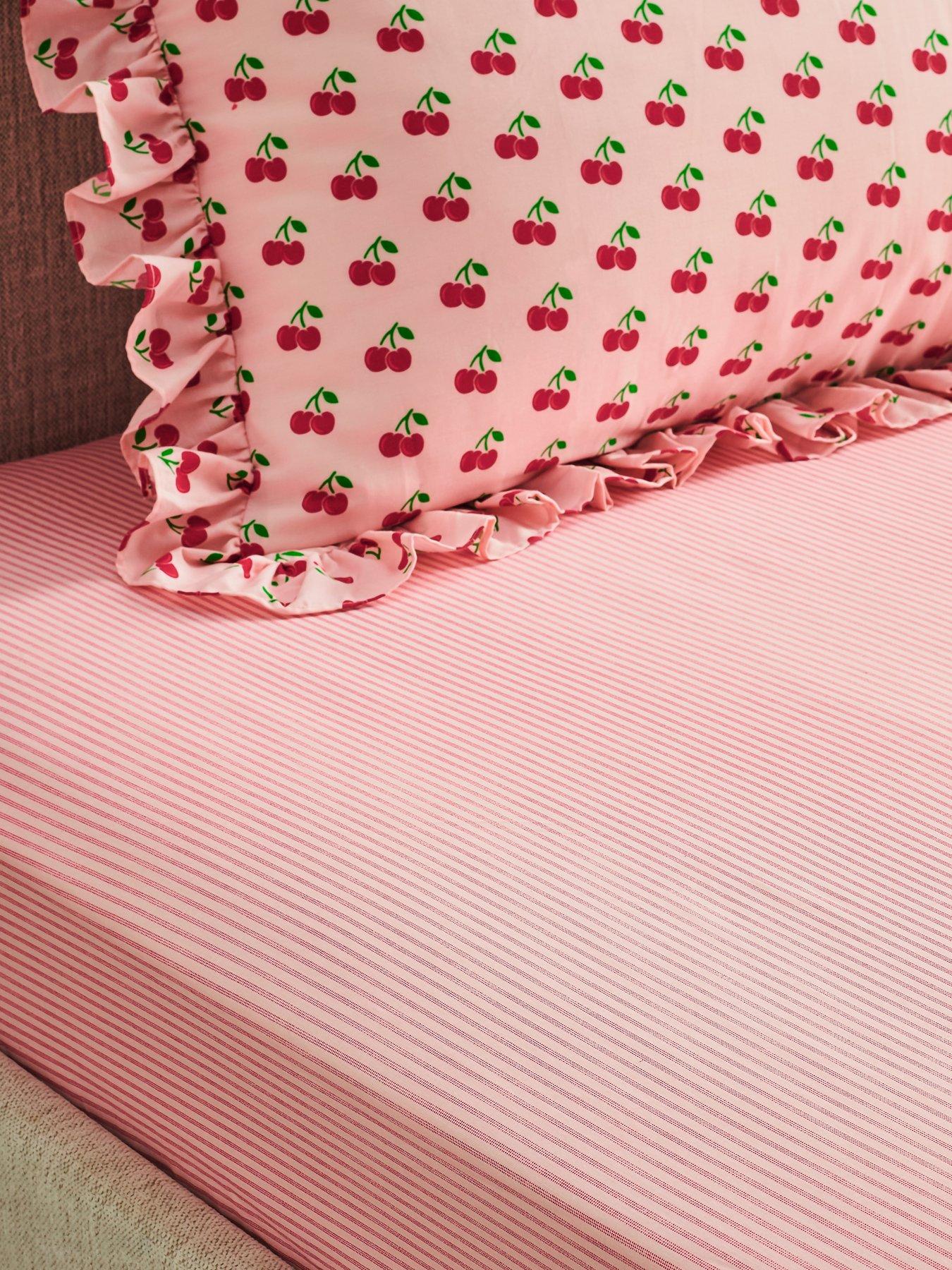 Copenhagen Home Pyjama Stripe Fitted Sheet Coral