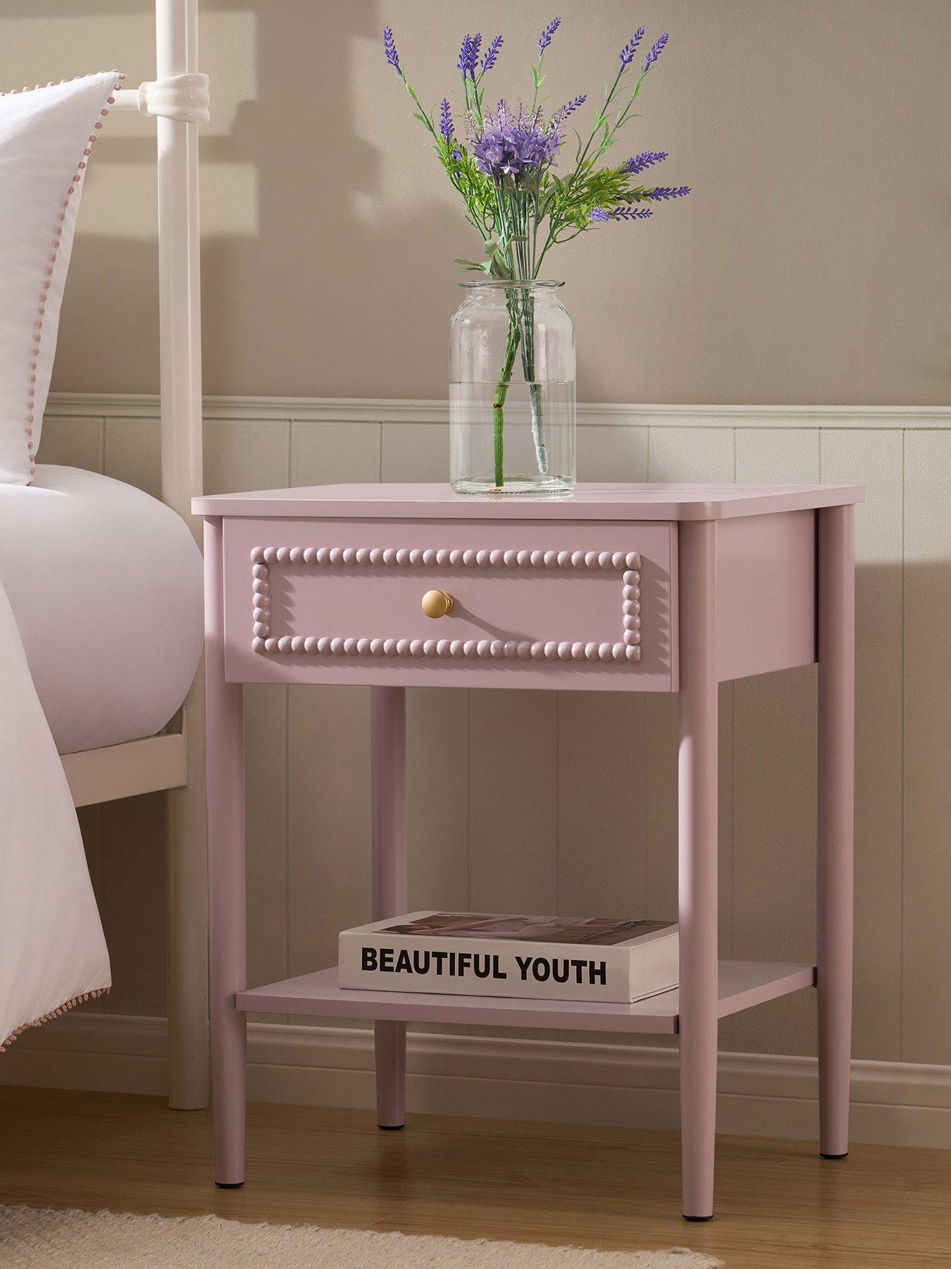 Image 1 of 7 of Dusk Posy Bobbin 1 Drawer Nightstand - Violet Ice