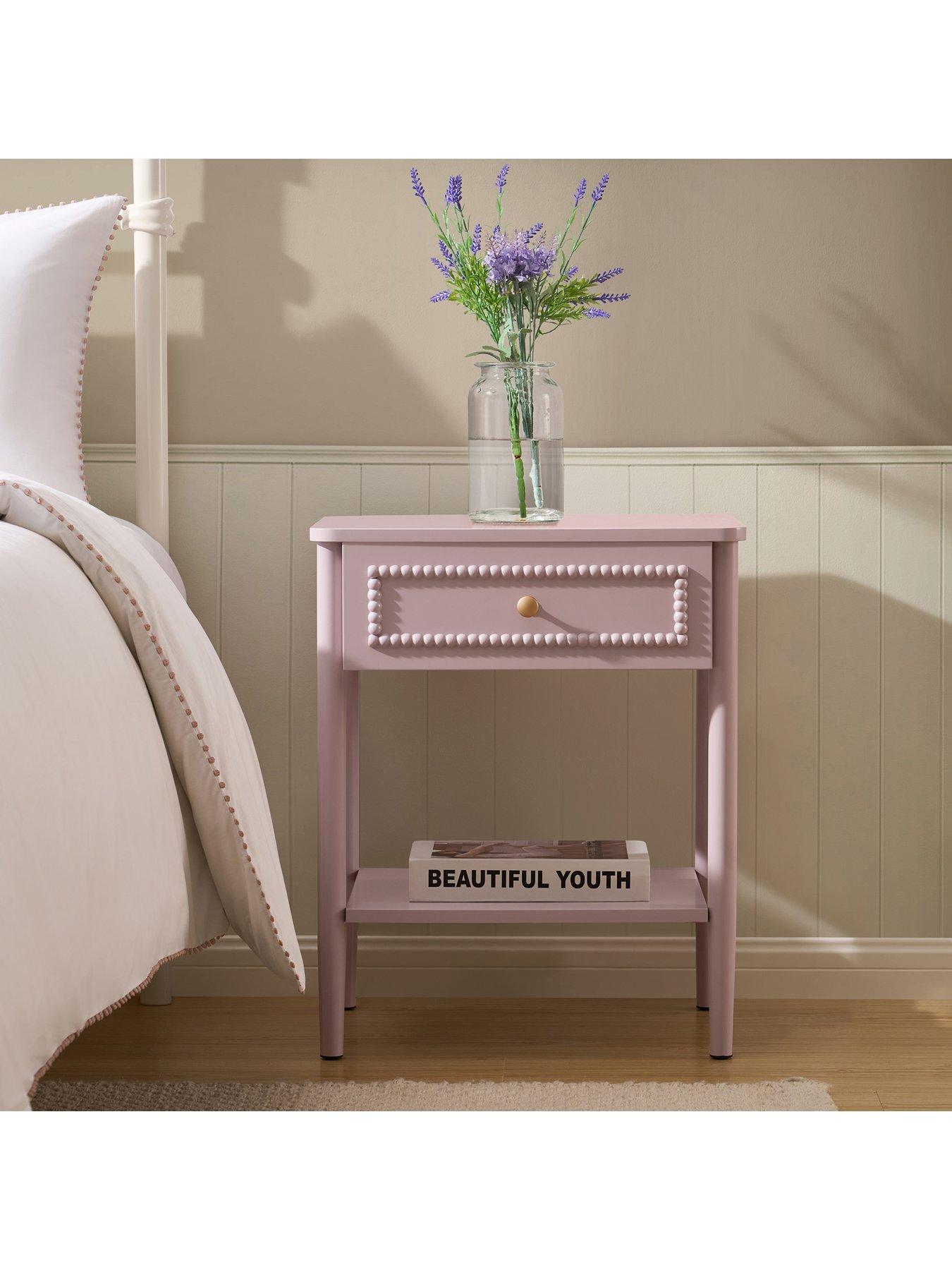 Image 4 of 7 of Dusk Posy Bobbin 1 Drawer Nightstand - Violet Ice