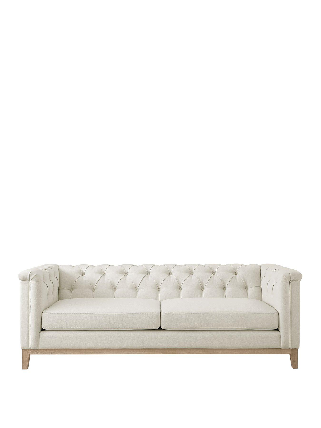 Image 2 of 7 of Dusk Chesterfield Linen 3 Seater Sofa - Cream Linen