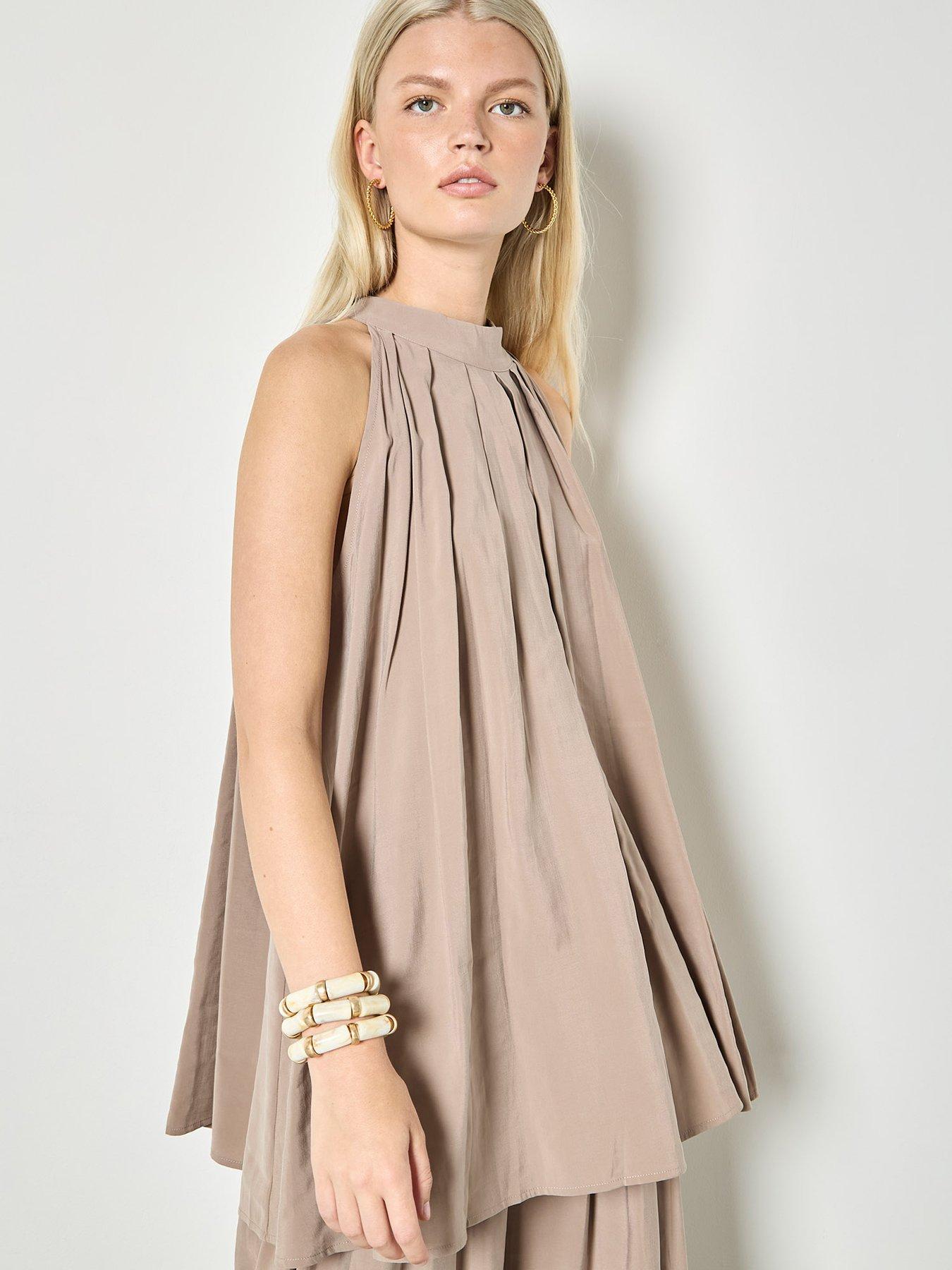 Apricot Pleat Detail Tunic Top
