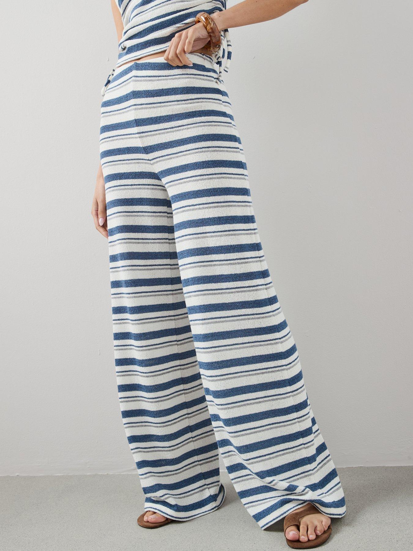 Image 4 of 7 of The Very Collection Wide Leg Co-ord Trousers- Stripe