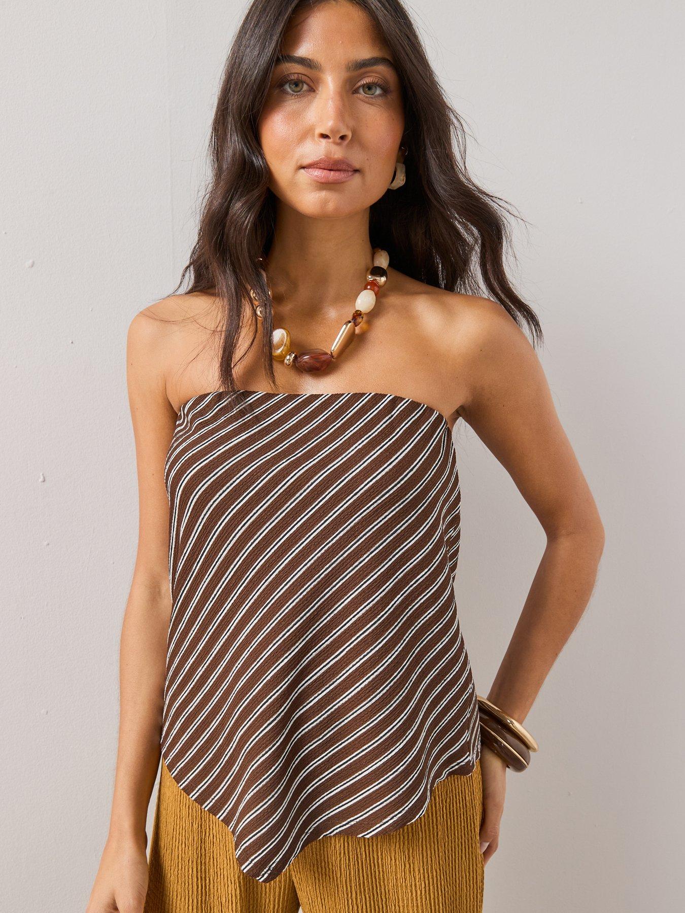The Very Collection Textured Bandeau Top - Stripe