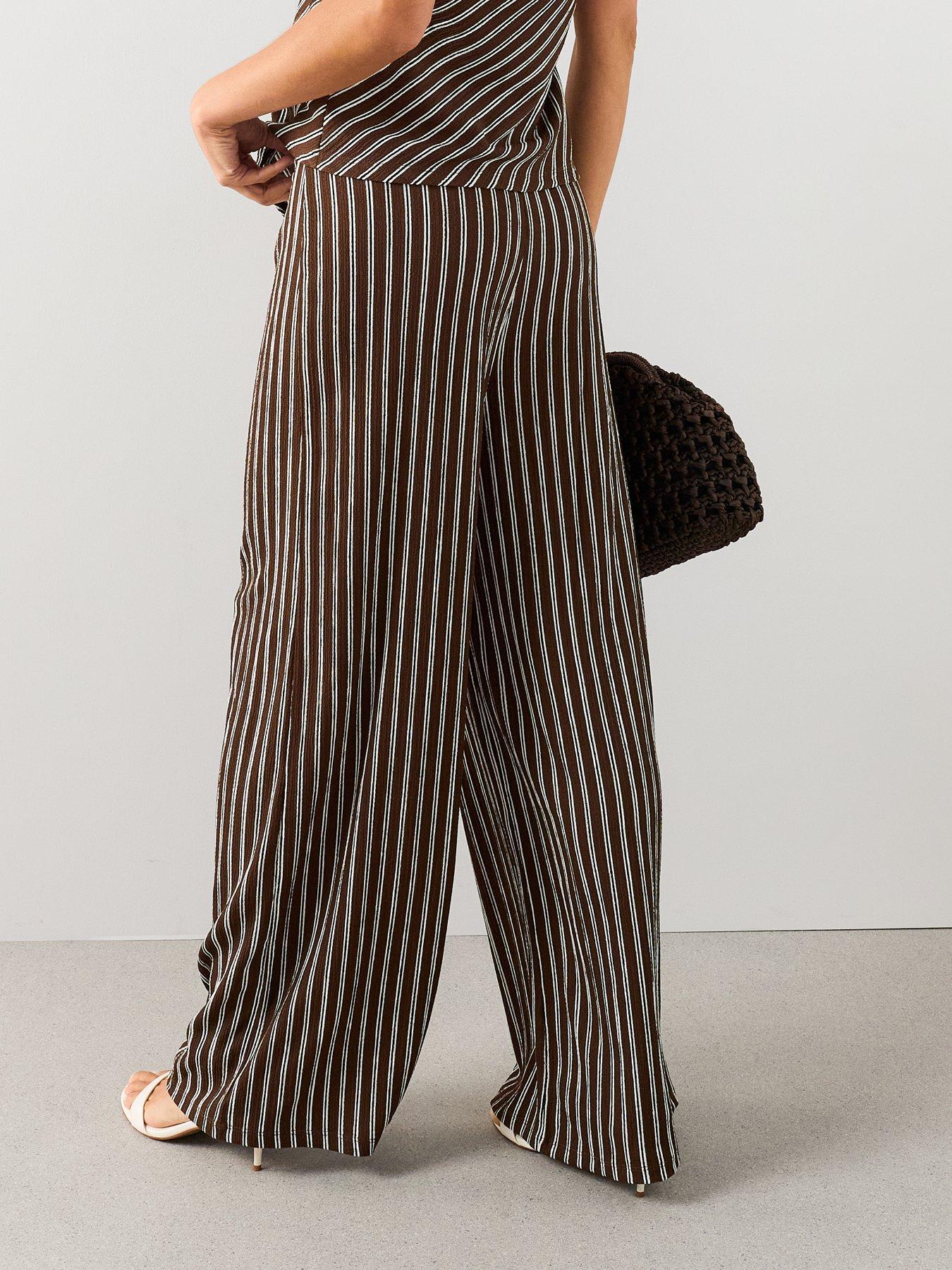 Image 2 of 7 of The Very Collection Textured Wide Leg Co-ord Trousers-stripe - Multi