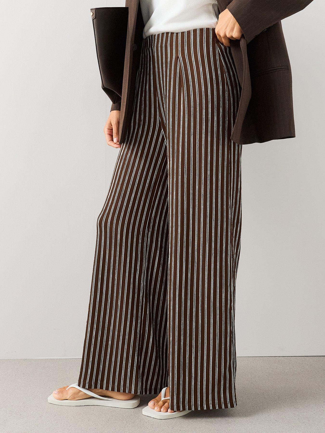 Image 3 of 7 of The Very Collection Textured Wide Leg Co-ord Trousers-stripe - Multi