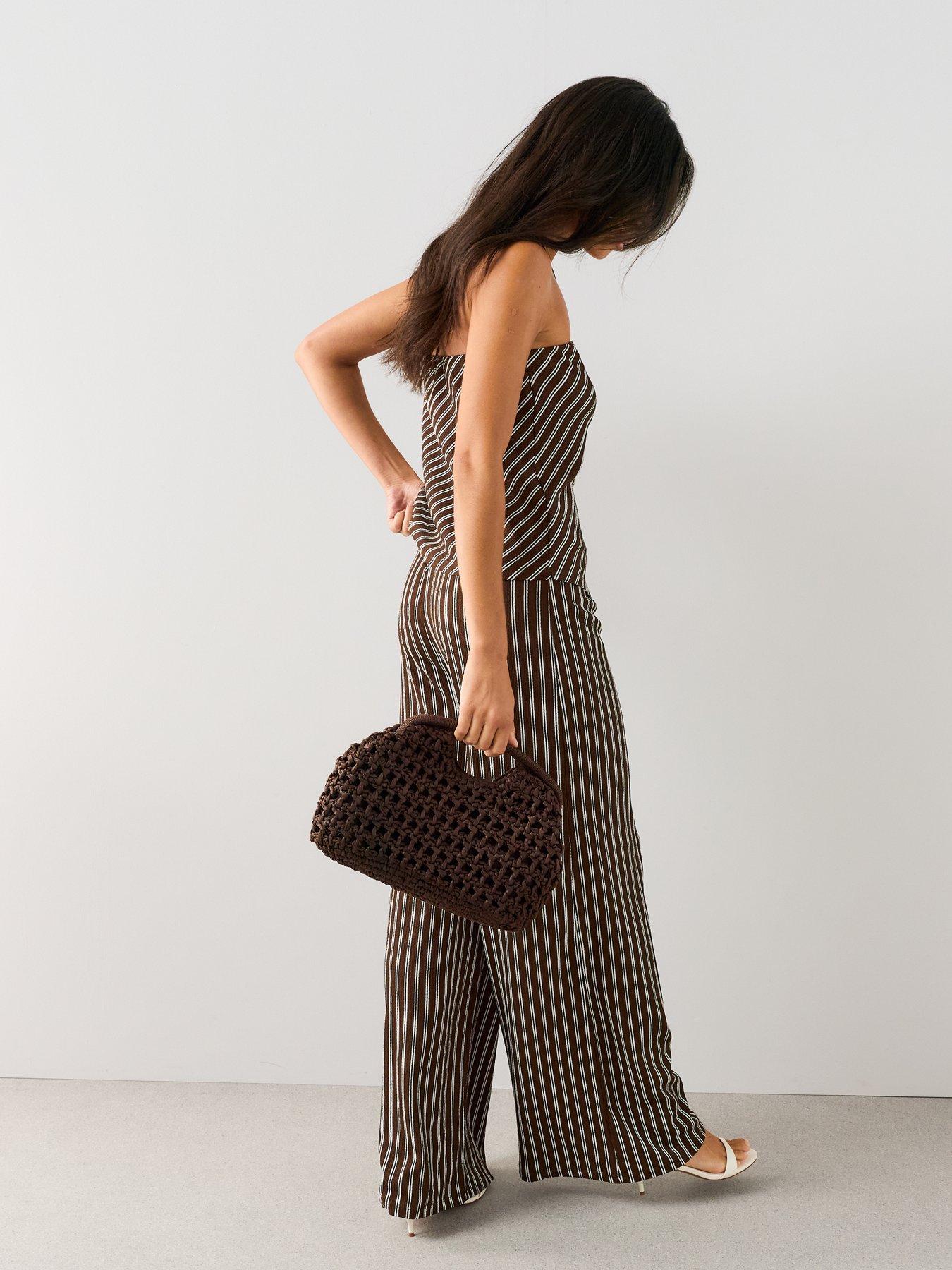Image 5 of 7 of The Very Collection Textured Wide Leg Co-ord Trousers-stripe - Multi