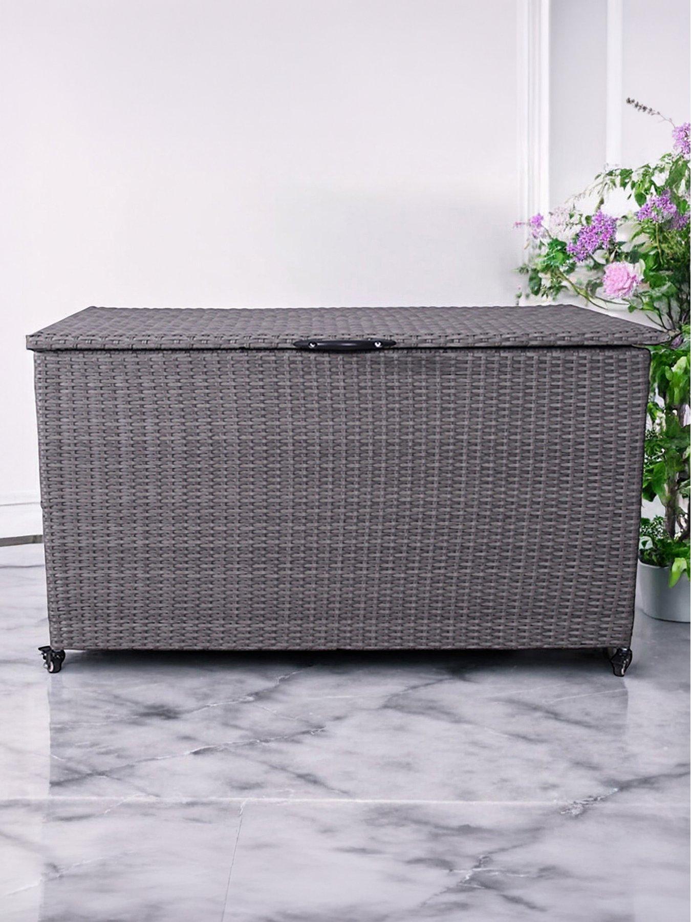 Charcoal Cushion Storage Box - Rattan, Medium, 645L