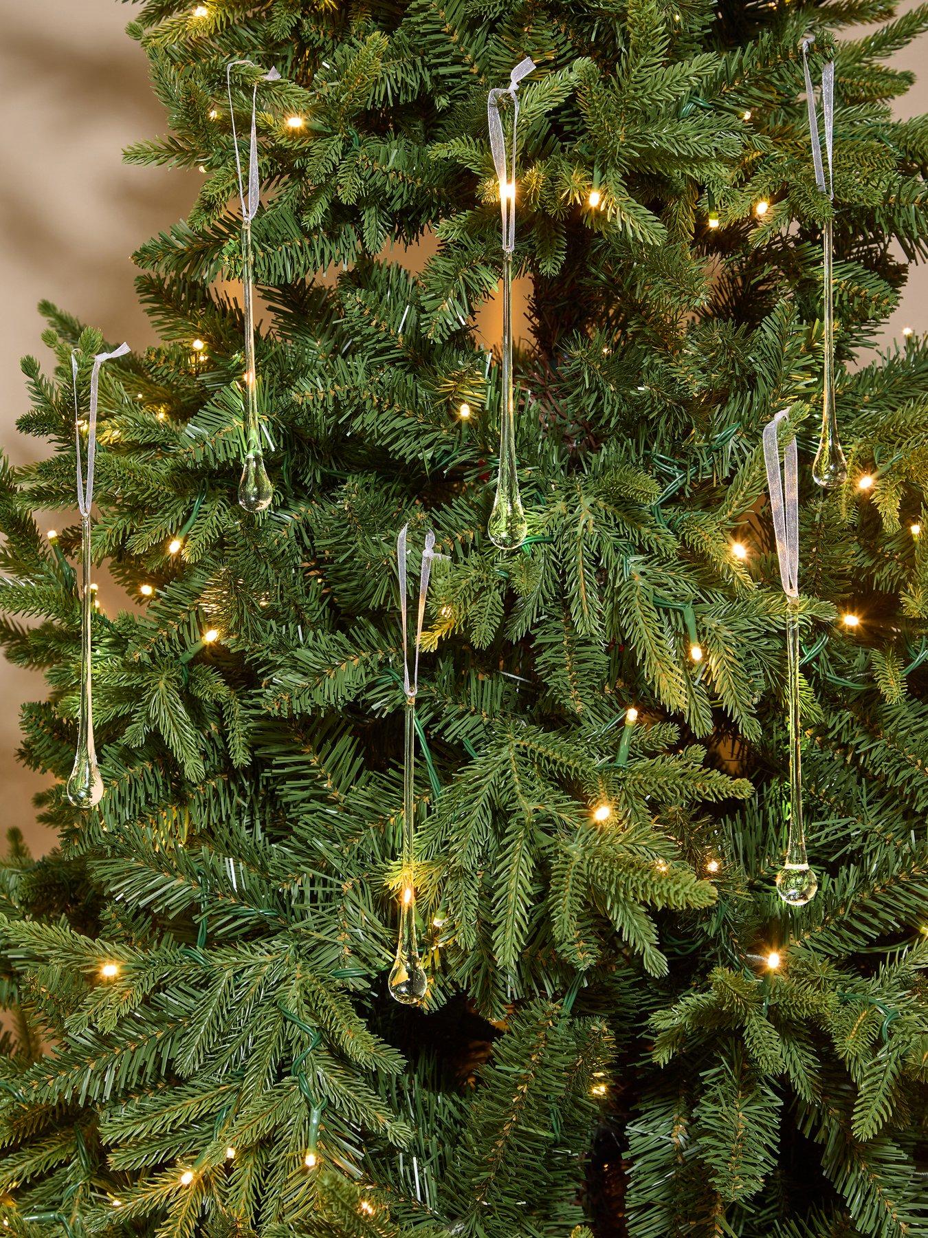 Image 1 of 3 of The Very Collection Set of 6 Clear Glass Icicle Hanging Christmas Tree Ornaments