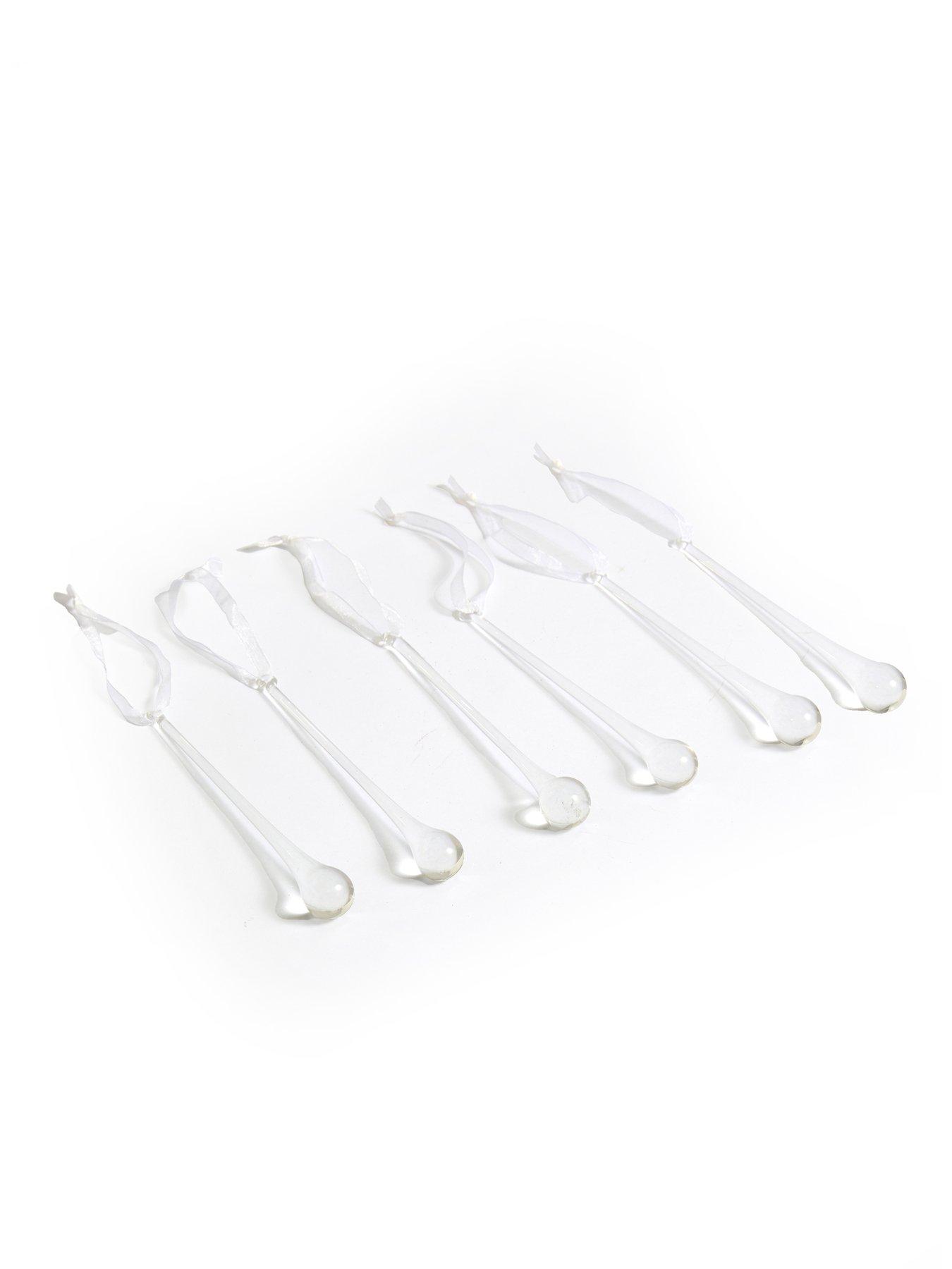 Image 2 of 3 of The Very Collection Set of 6 Clear Glass Icicle Hanging Christmas Tree Ornaments