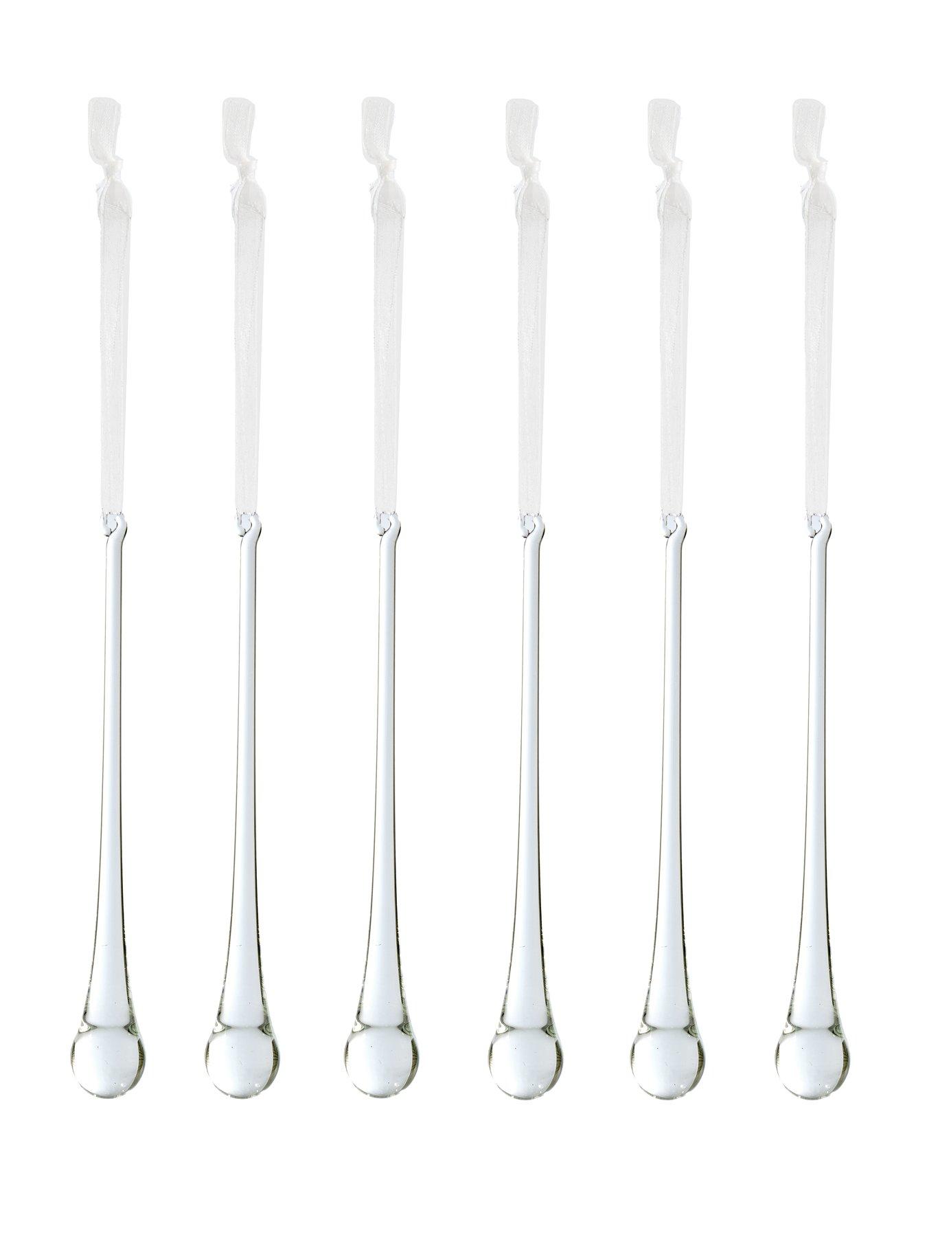 Image 3 of 3 of The Very Collection Set of 6 Clear Glass Icicle Hanging Christmas Tree Ornaments