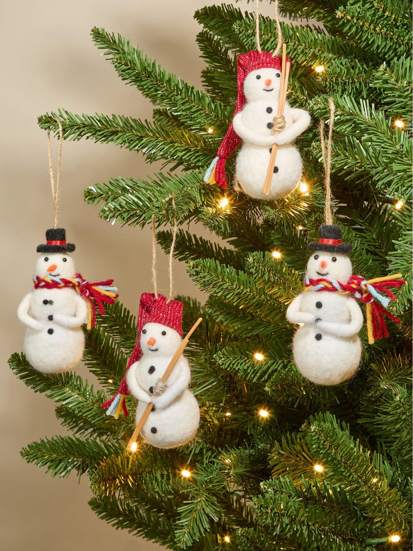 The Very Collection Set Of 4 Needle Felt Snowman Baubles