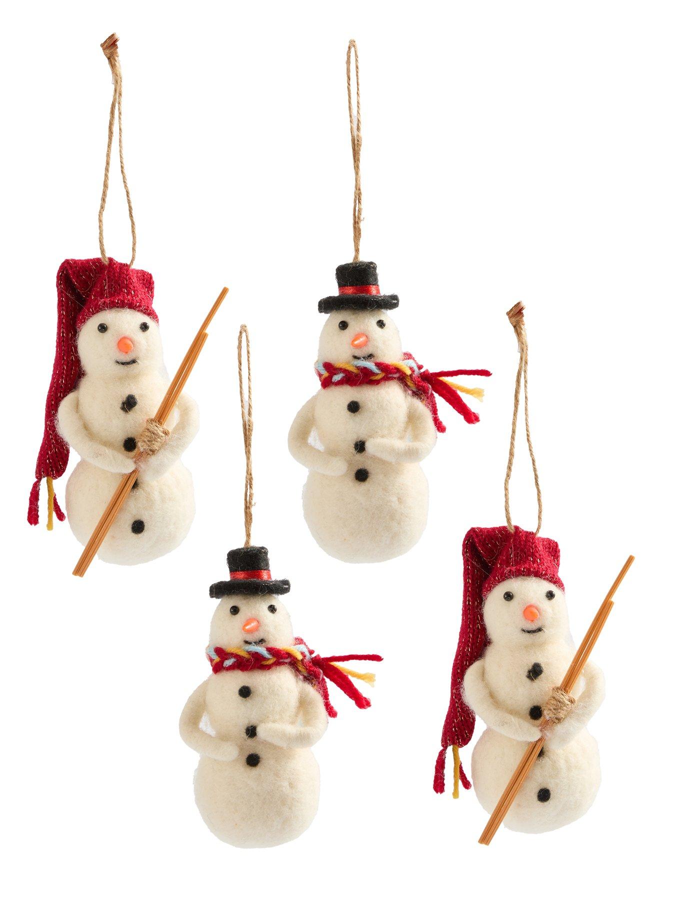 Image 3 of 3 of The Very Collection Set of 4 Needle Felt Snowman Christmas Tree&nbsp;Baubles