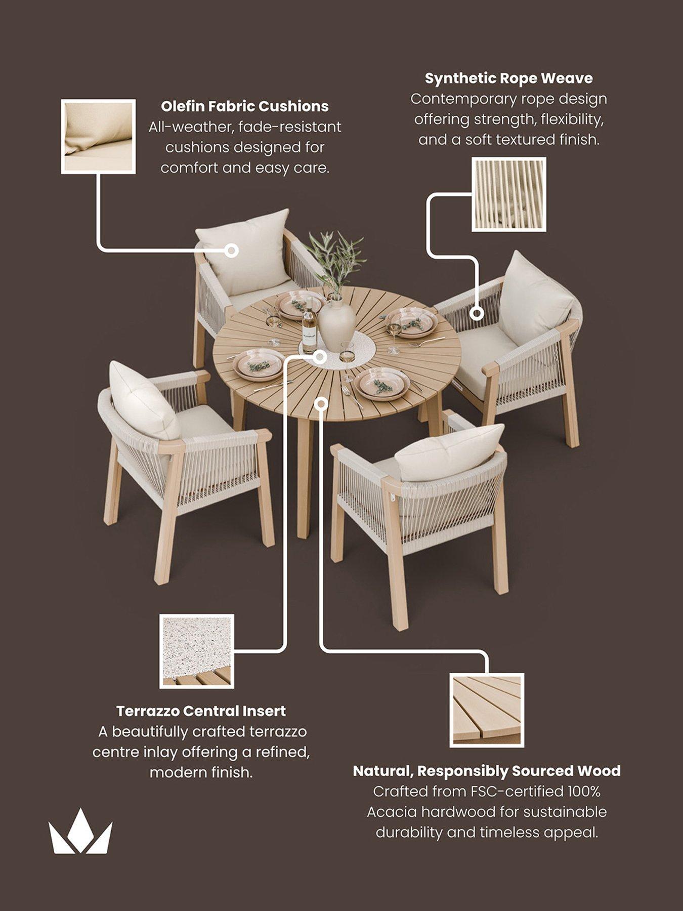 Image 5 of 7 of Royalcraft Roma 4-Seater Round Sunray Table&nbsp;with Terrazzo and 4&nbsp;Chairs
