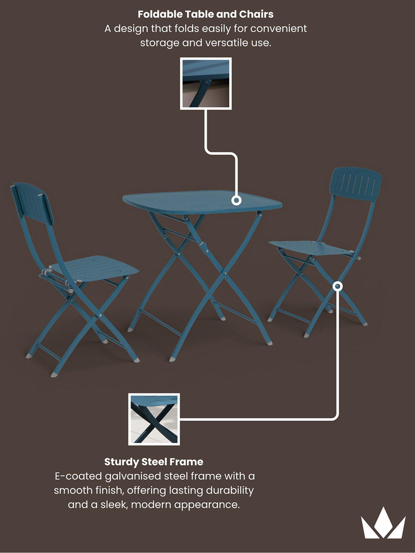 Image 3 of 5 of Royalcraft Venice Folding&nbsp;Bistro Set - Caribbean&nbsp;Blue