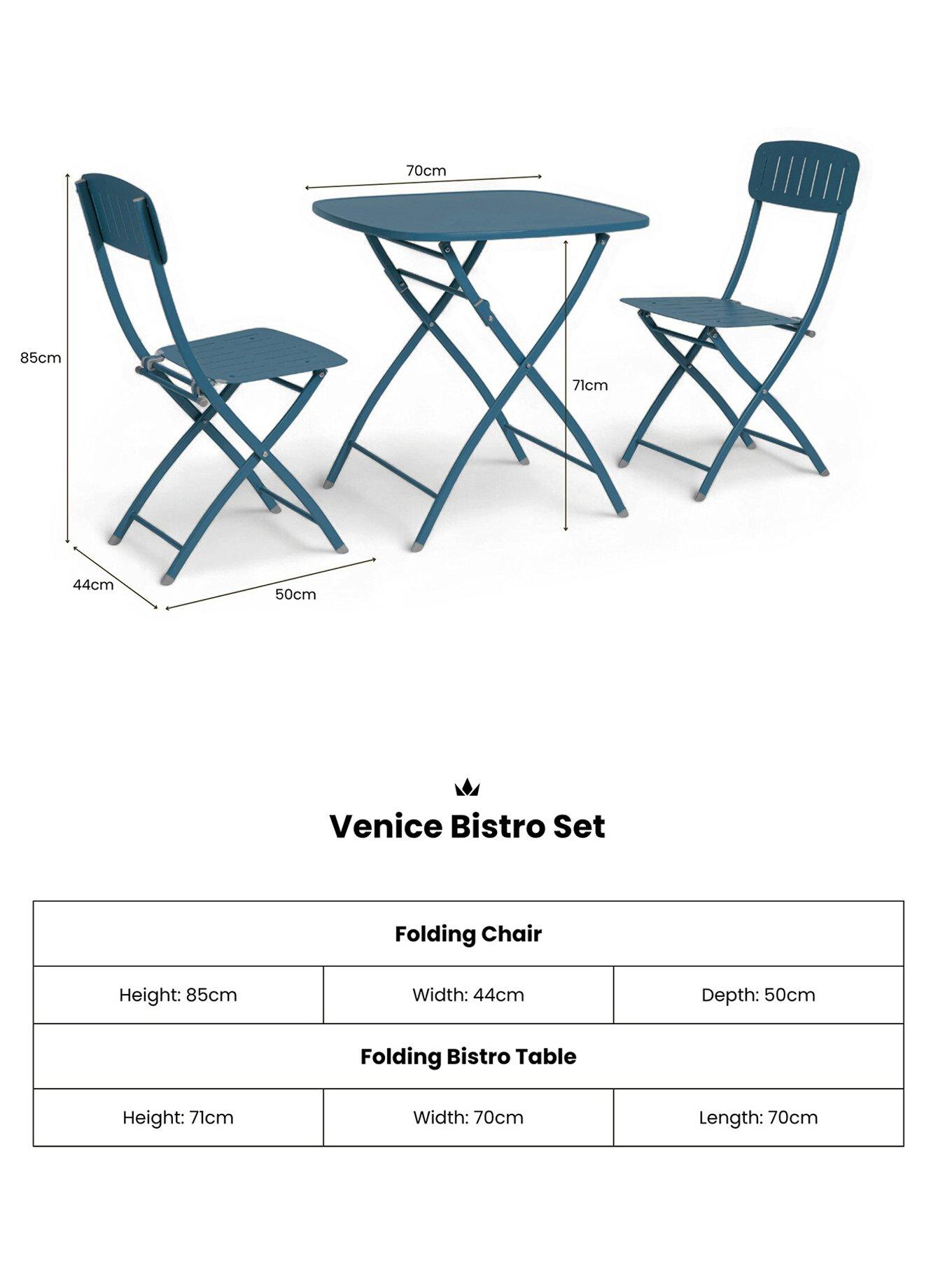 Image 4 of 5 of Royalcraft Venice Folding&nbsp;Bistro Set - Caribbean&nbsp;Blue