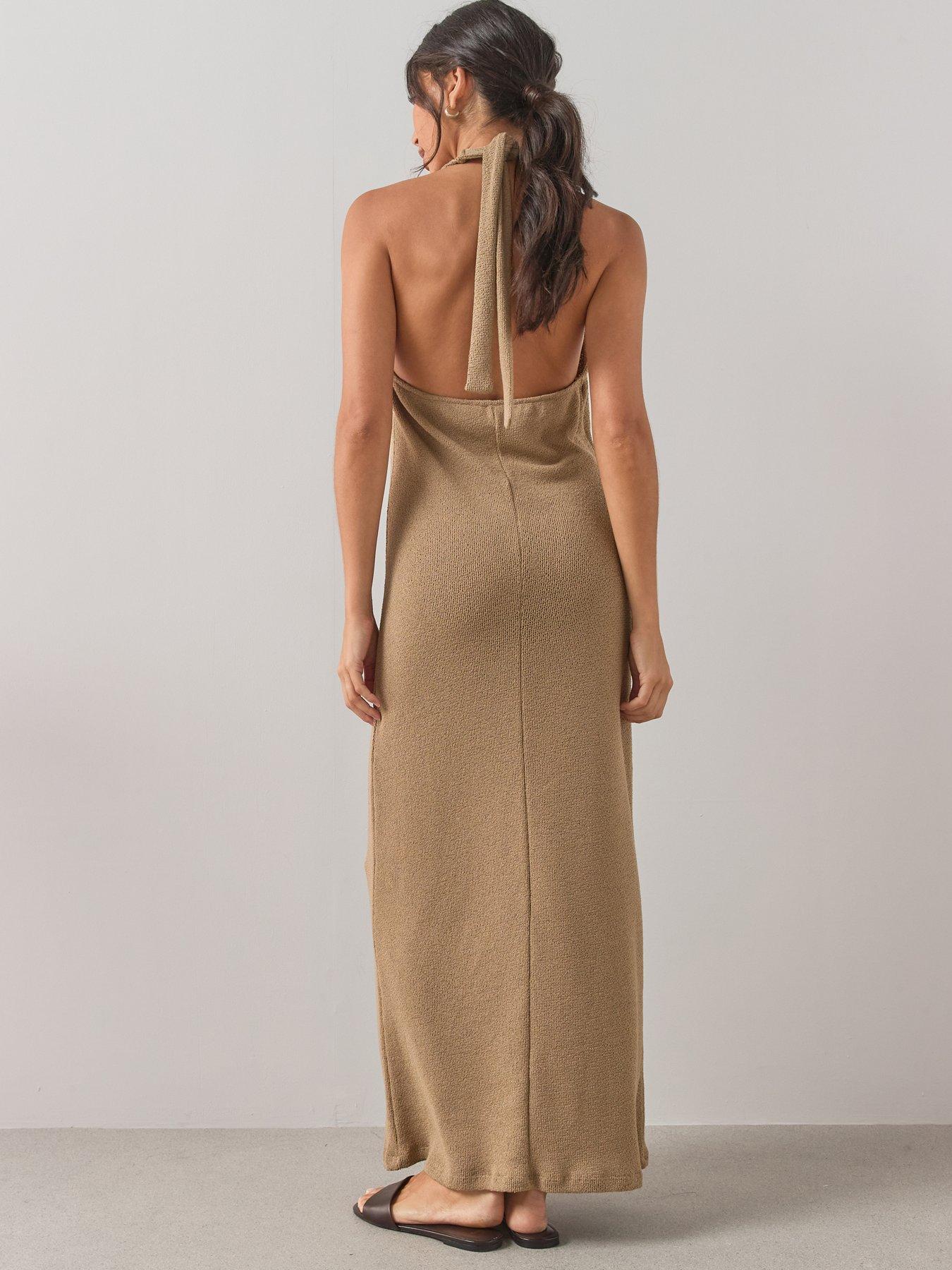 Image 2 of 6 of The Very Collection Halter Maxi Dress- Neutral