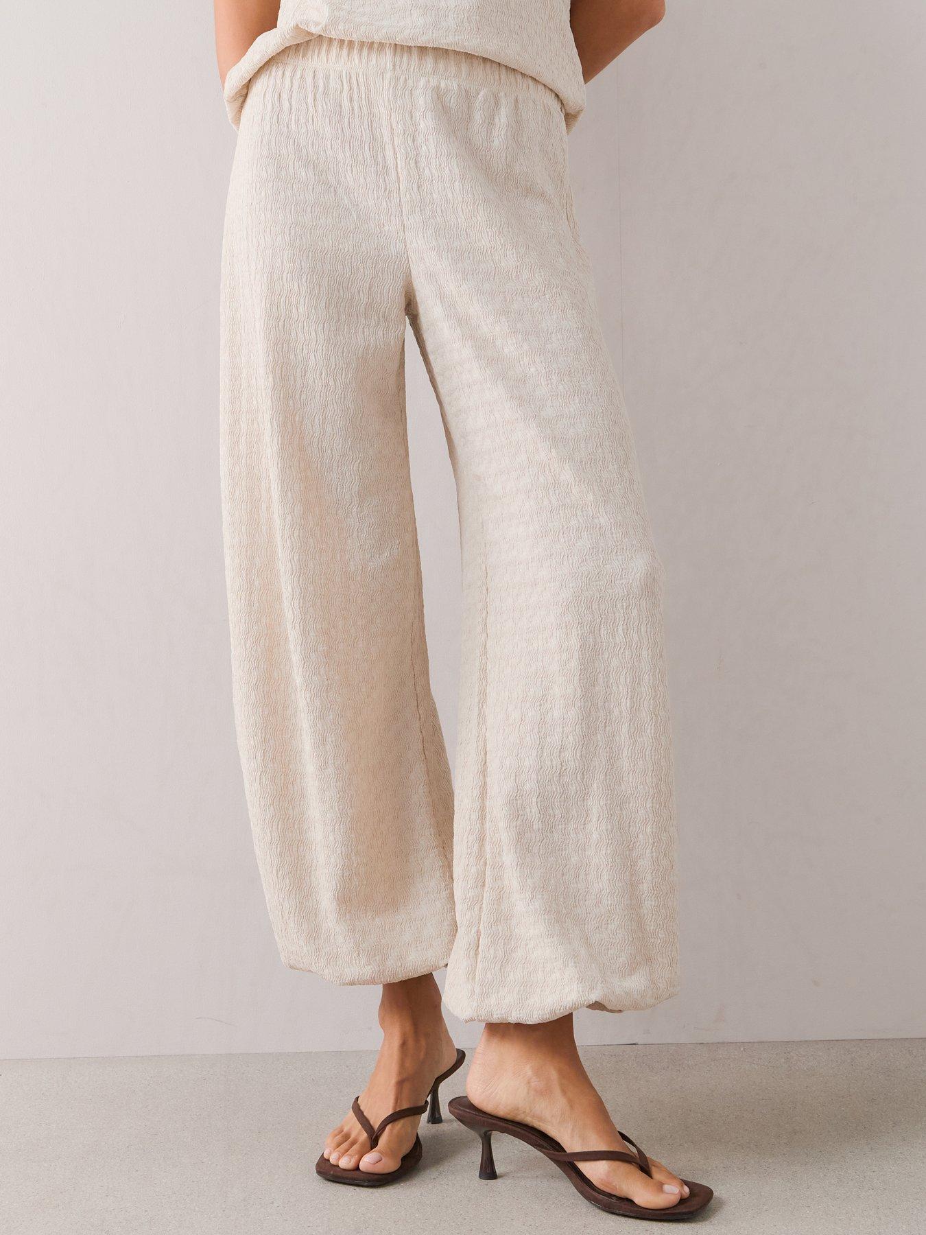 Image 1 of 7 of The Very Collection Textured Balloon Trousers - Cream