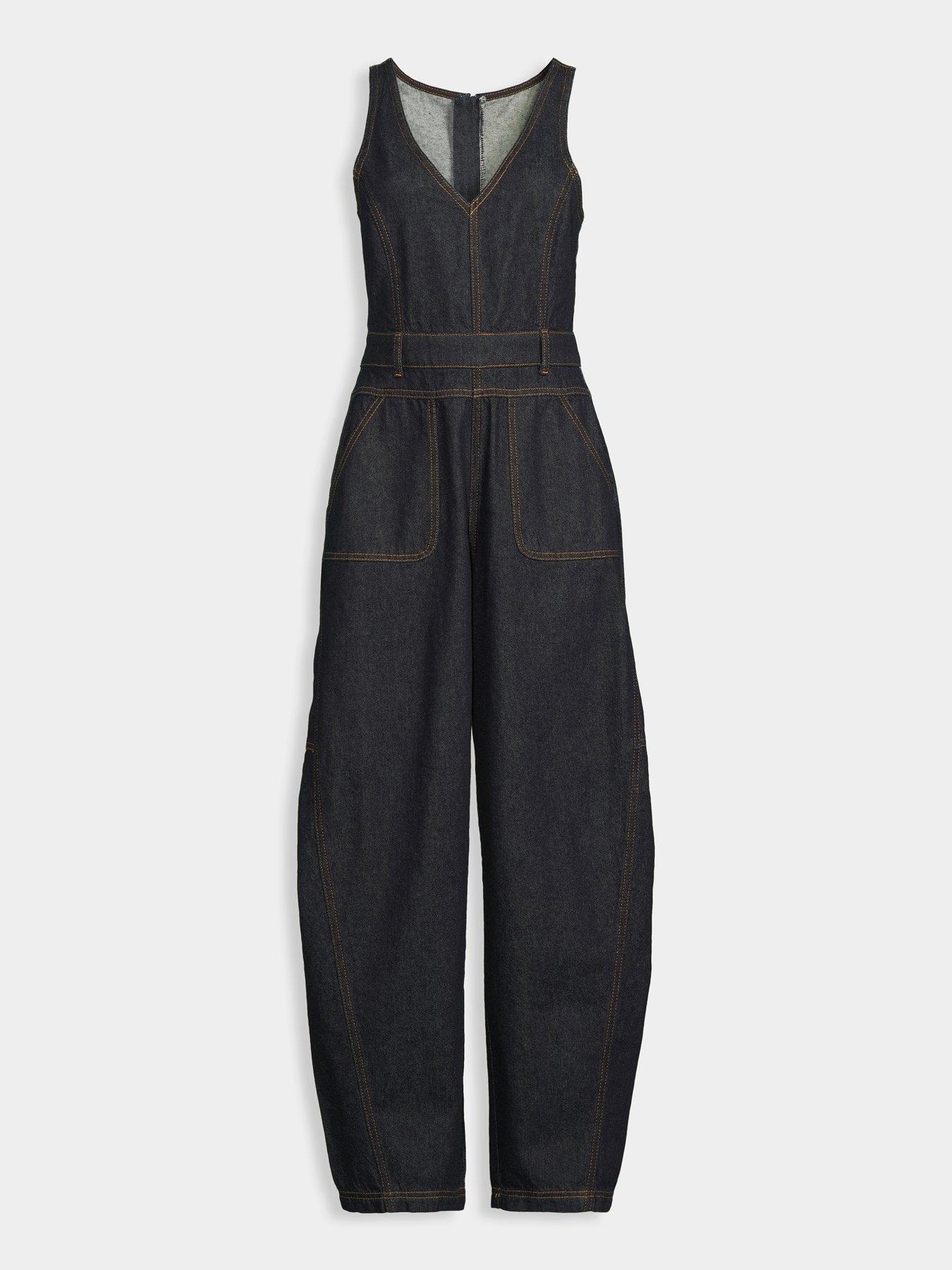 Image 5 of 5 of Michelle Keegan Barrel Leg Jumpsuit - Dark Wash