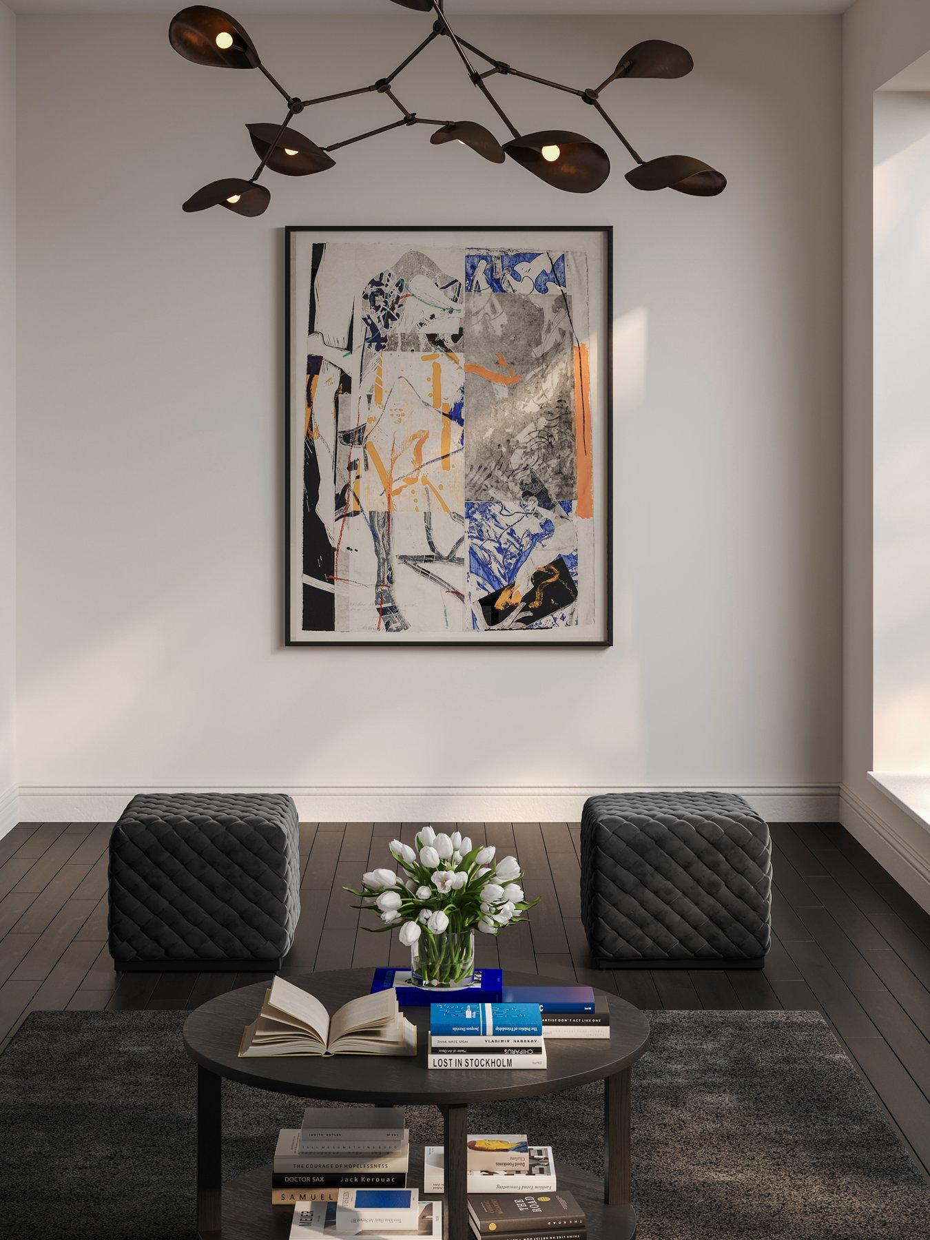 Image 1 of 4 of LPD Home Colline Small Black Pouffe