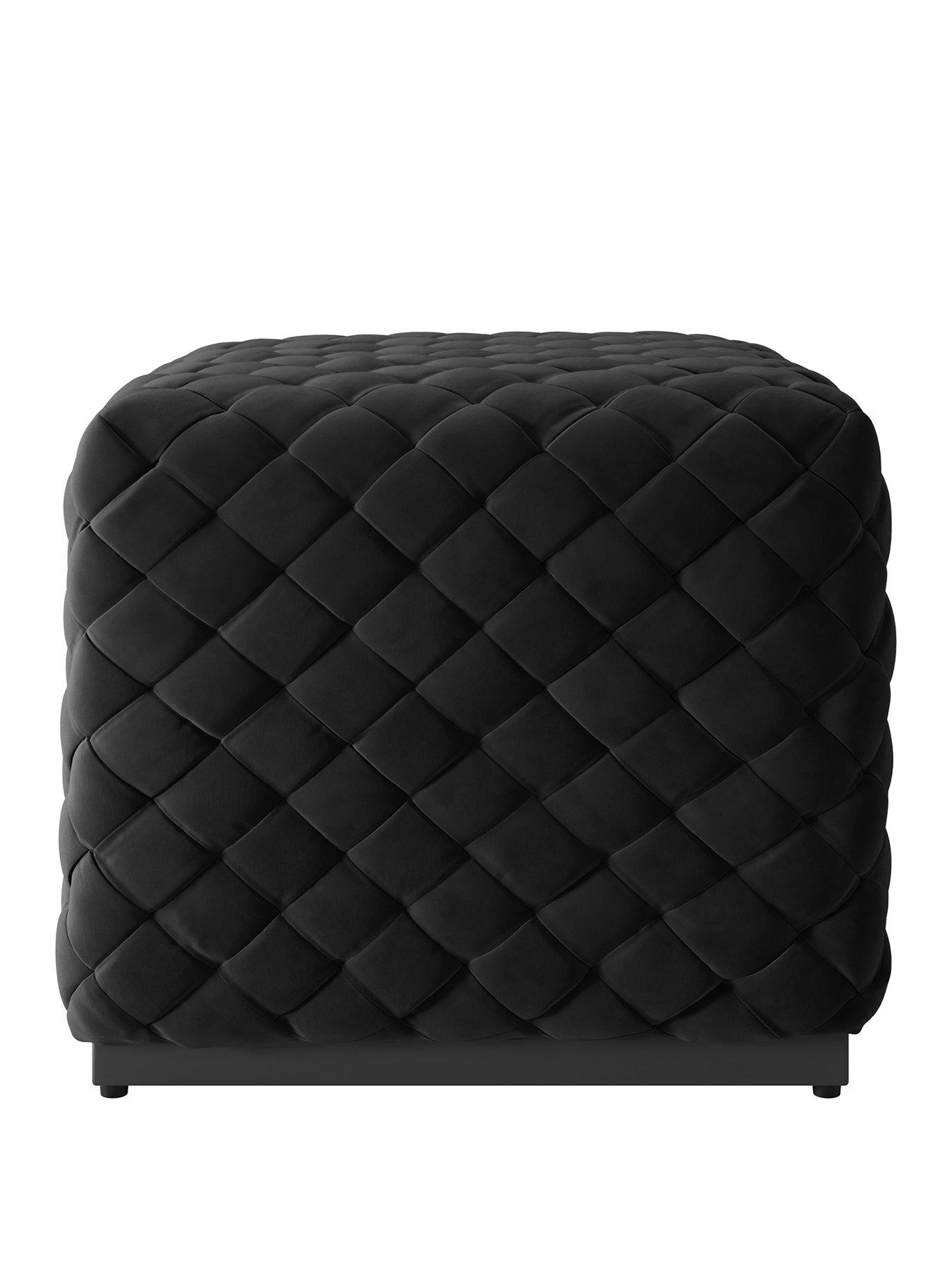 Image 2 of 4 of LPD Home Colline Small Black Pouffe