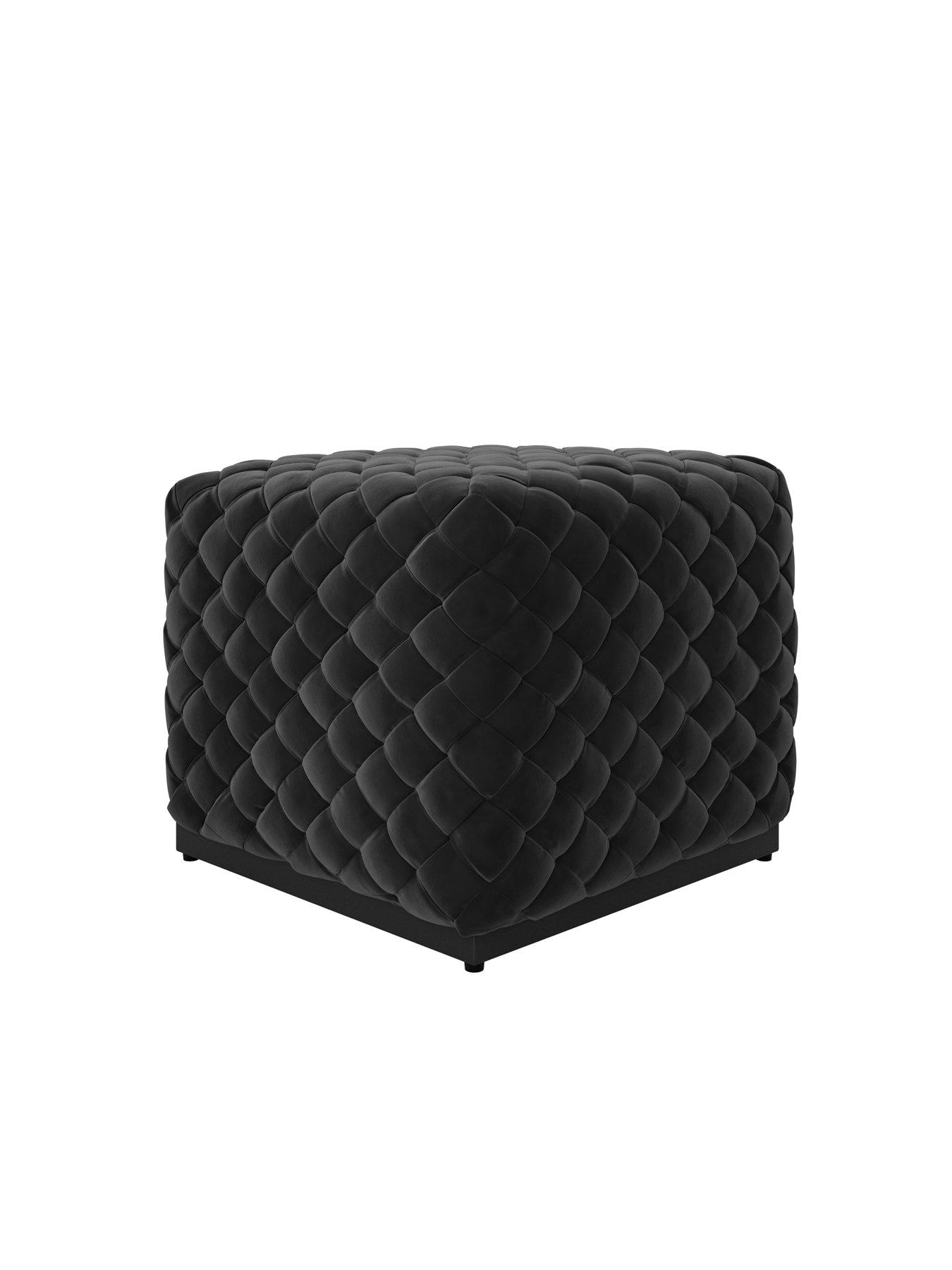 Image 3 of 4 of LPD Home Colline Small Black Pouffe