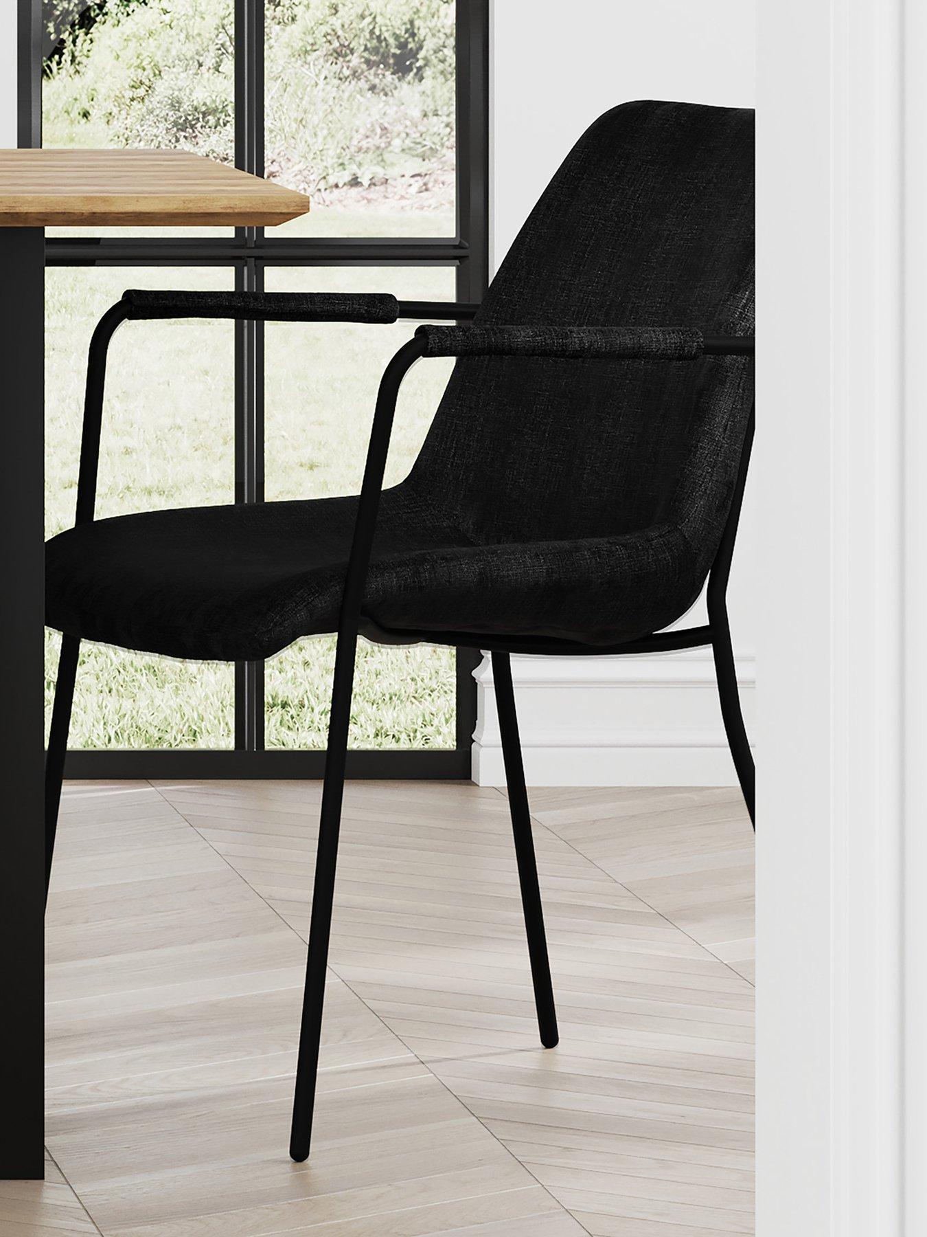 Image 1 of 7 of LPD Home Set Of 2 Carlo Black Dining Chairs With Arms