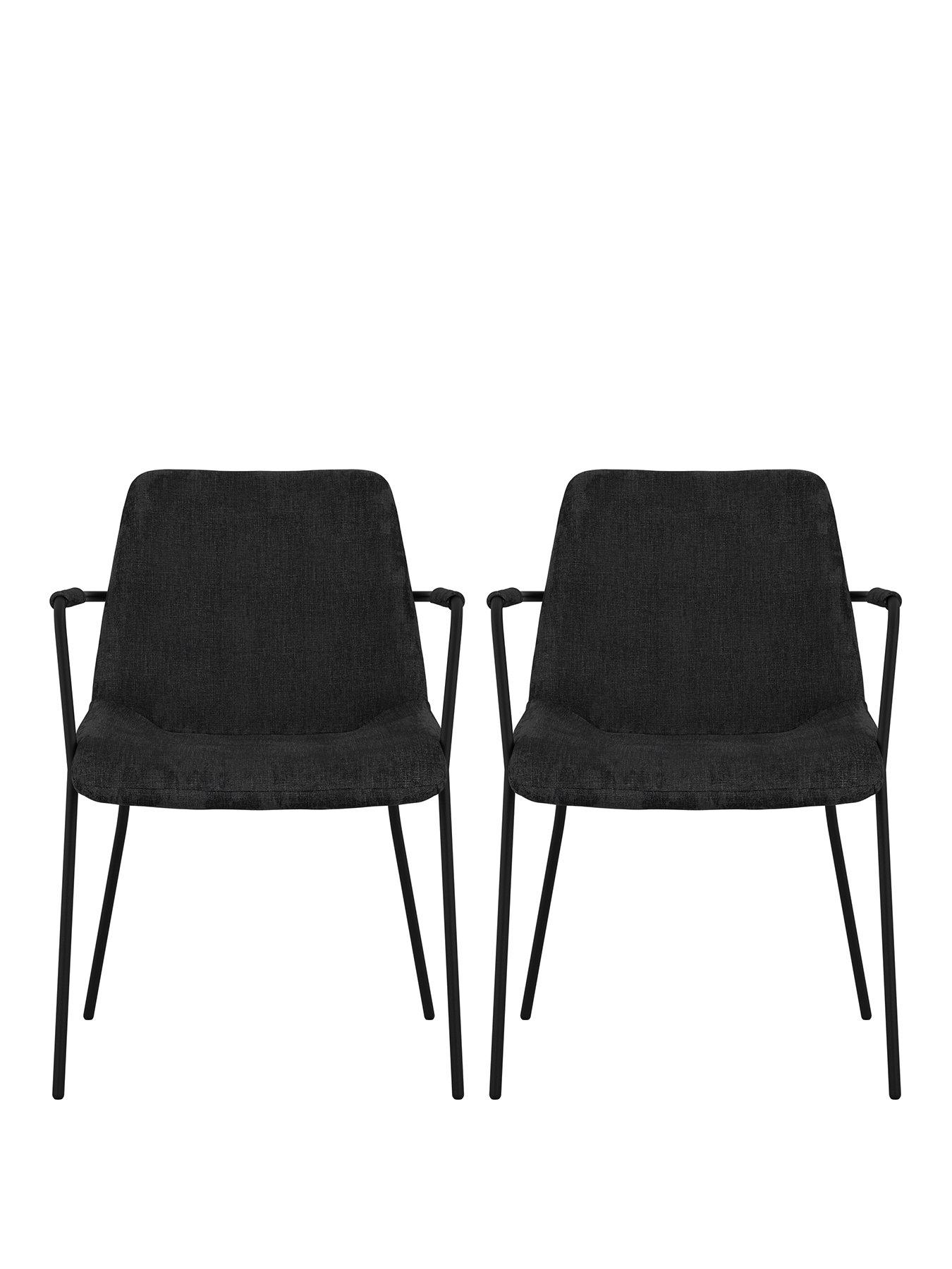 Image 2 of 7 of LPD Home Set Of 2 Carlo Black Dining Chairs With Arms