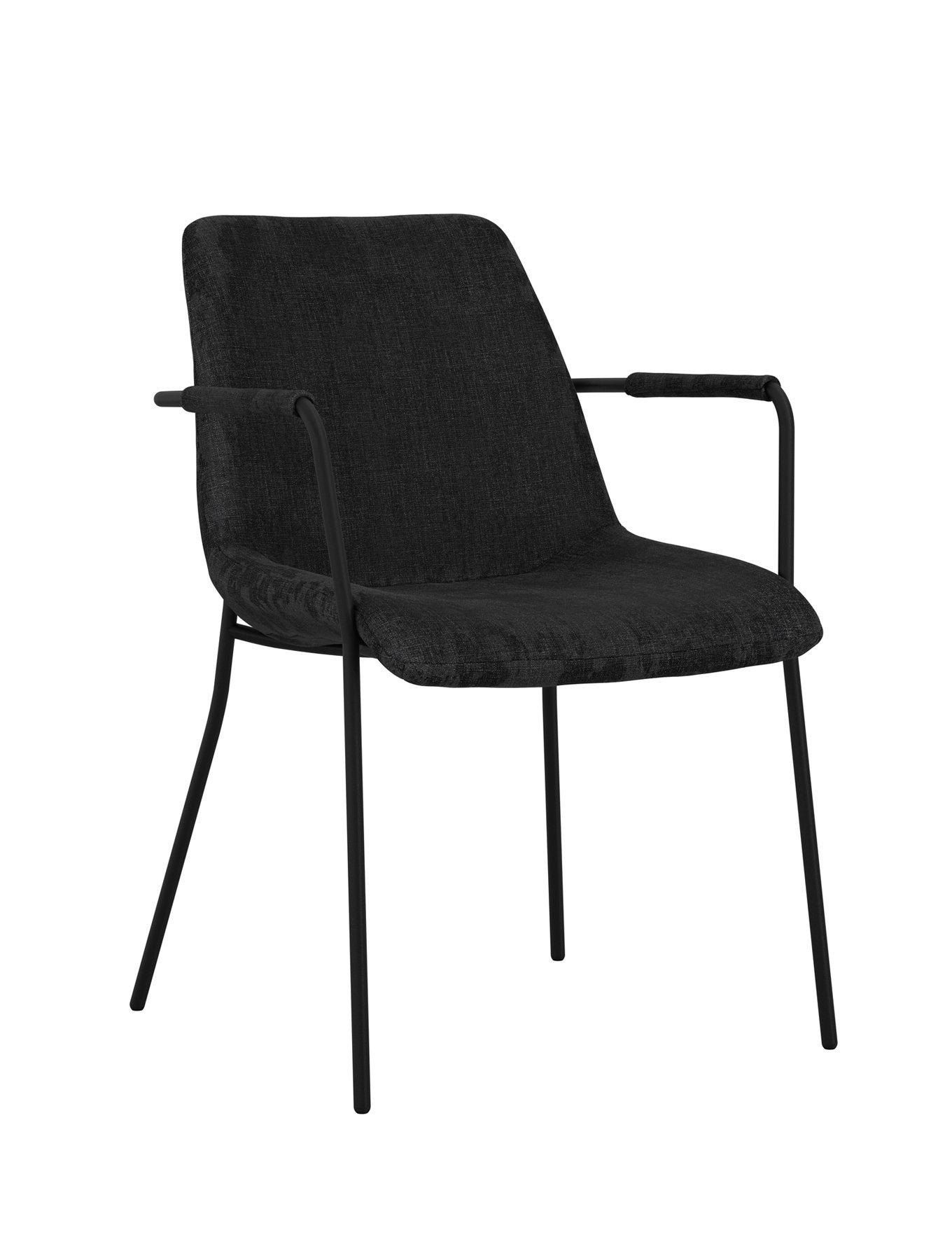 Image 3 of 7 of LPD Home Set Of 2 Carlo Black Dining Chairs With Arms